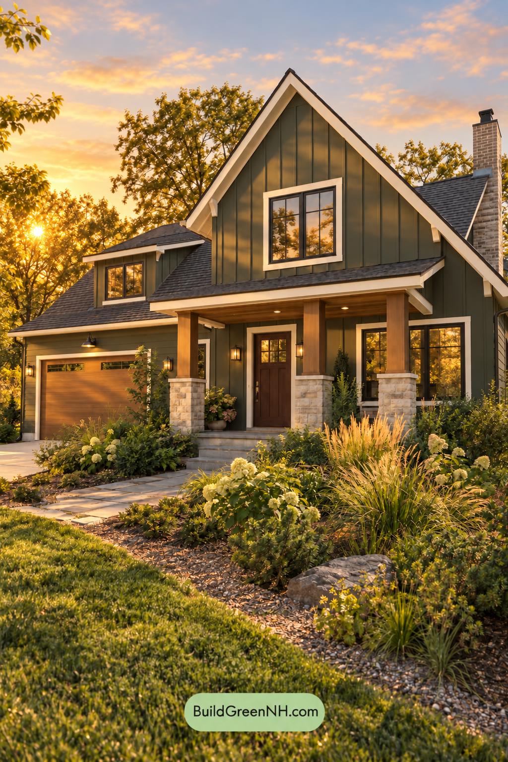 Dark Modern House Exterior Color Scheme: Pine Emberline - Golden Hour