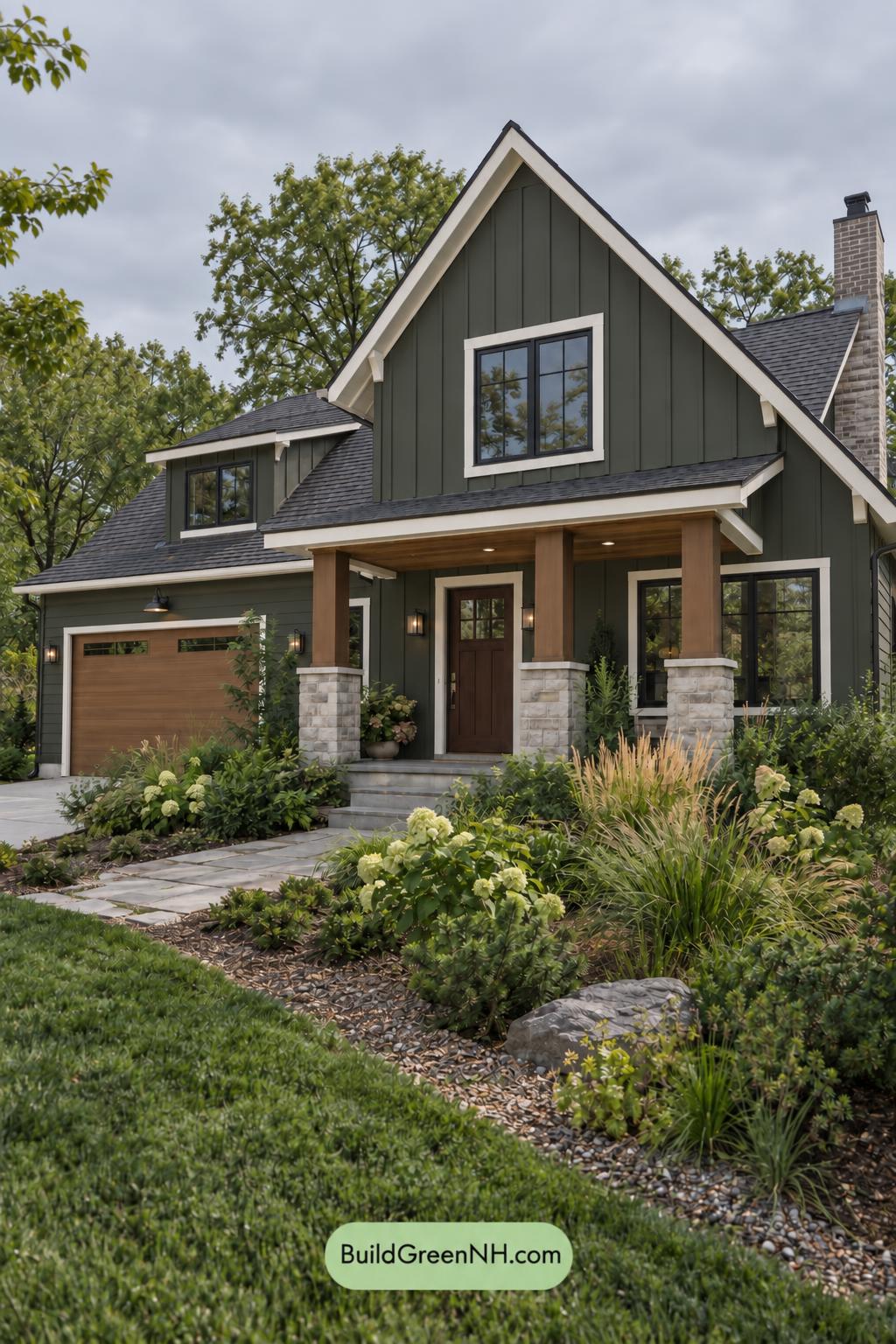 Dark Modern House Exterior Color Scheme: Pine Emberline - Overcast