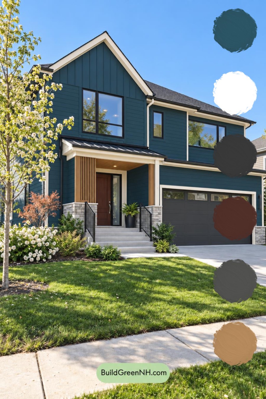 Dark Modern House Exterior Color Scheme: Prussian Linen Drift