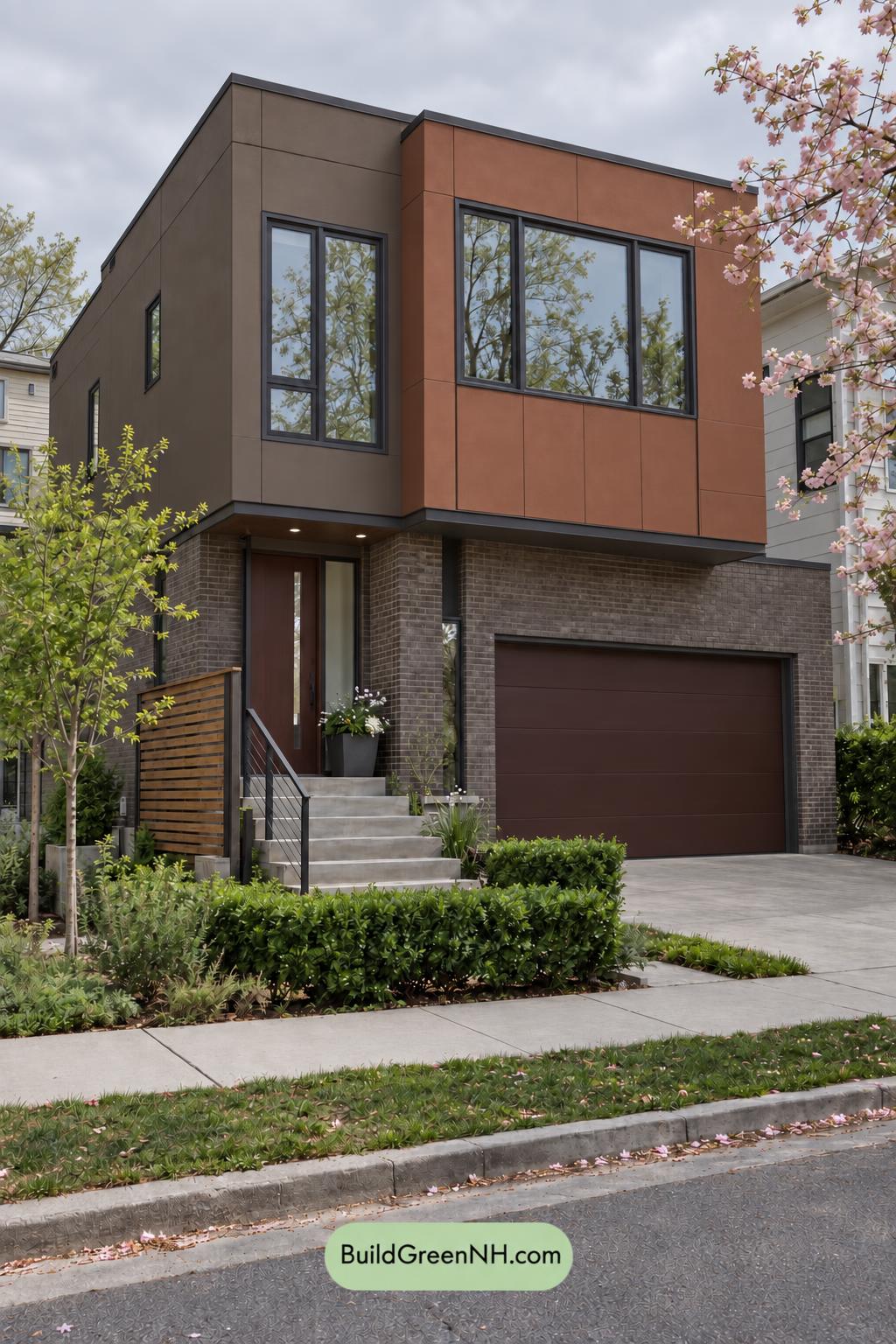 Dark Modern House Exterior Color Scheme: Sable Clay Rhythm - Overcast