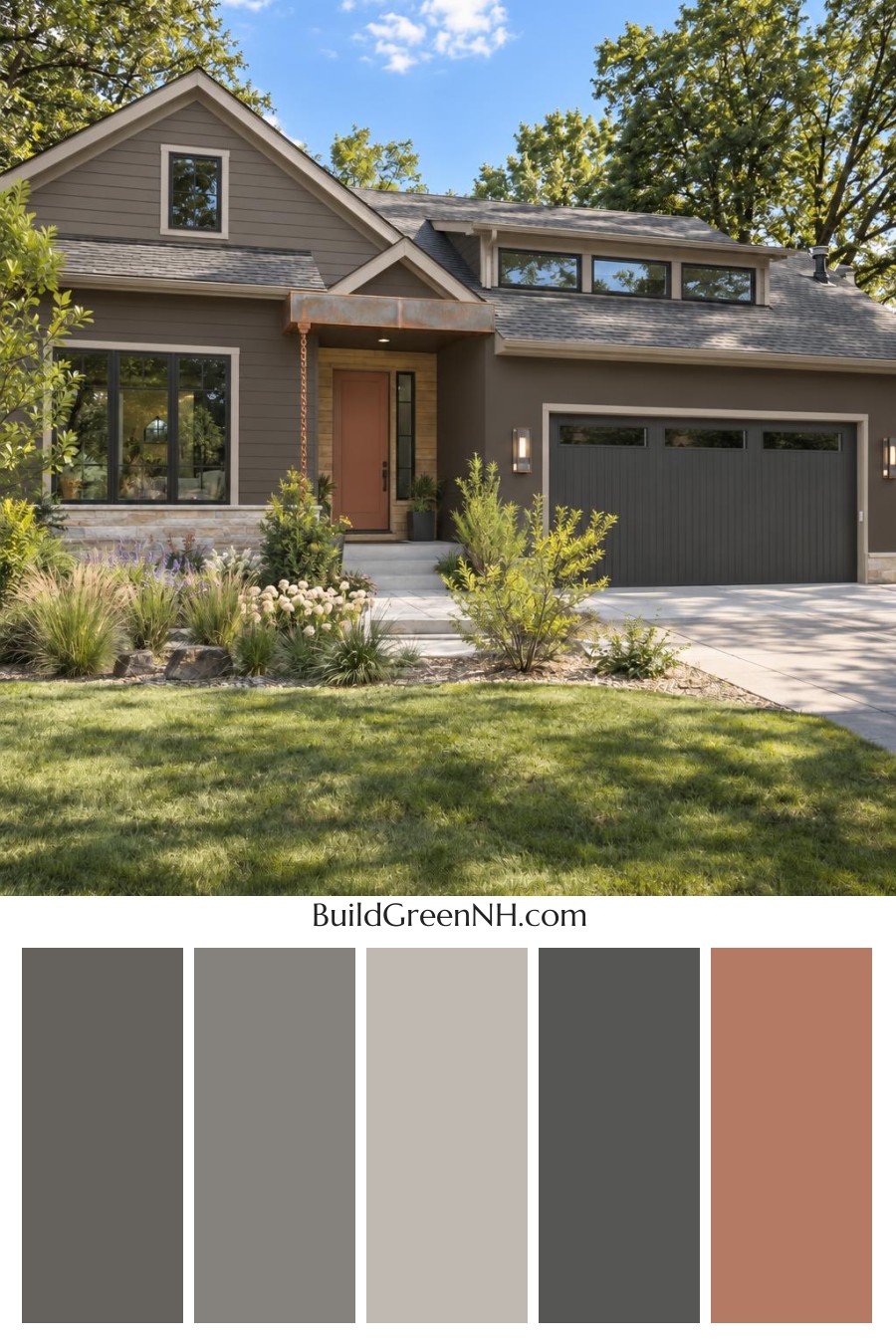 Dark Modern House Exterior Color Scheme: Slate Copper Quiet