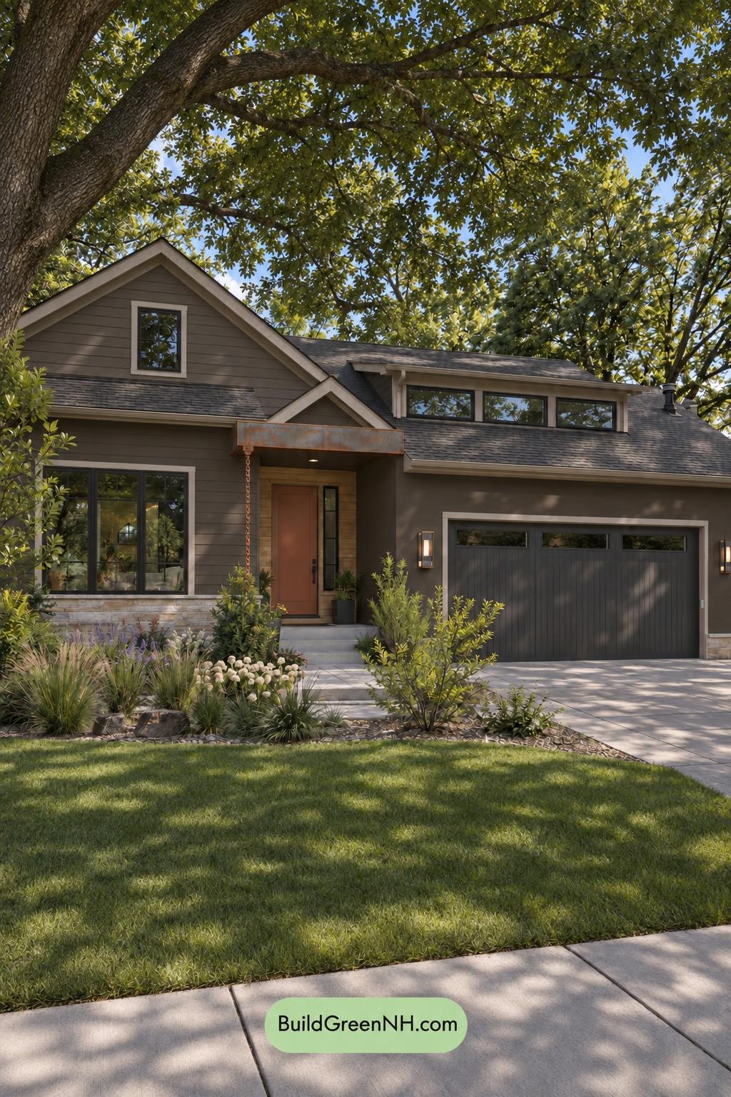 Dark Modern House Exterior Color Scheme: Slate Copper Quiet - Shade