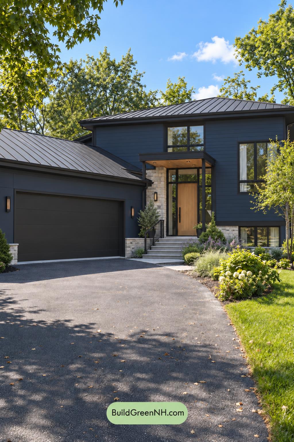 Dark Modern House Exterior Color Scheme: Ultramarine Wheatline