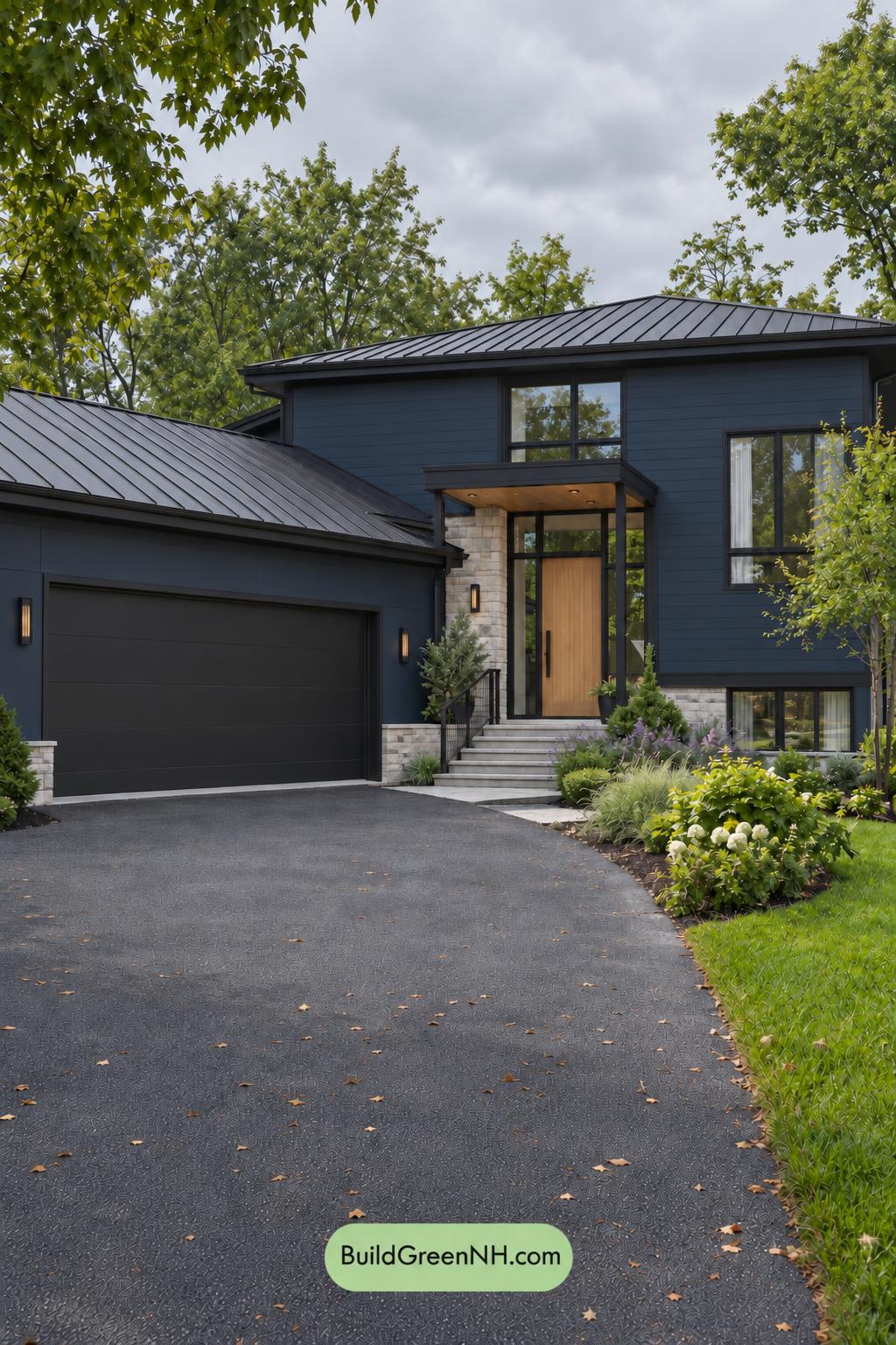 Dark Modern House Exterior Color Scheme: Ultramarine Wheatline - Overcast