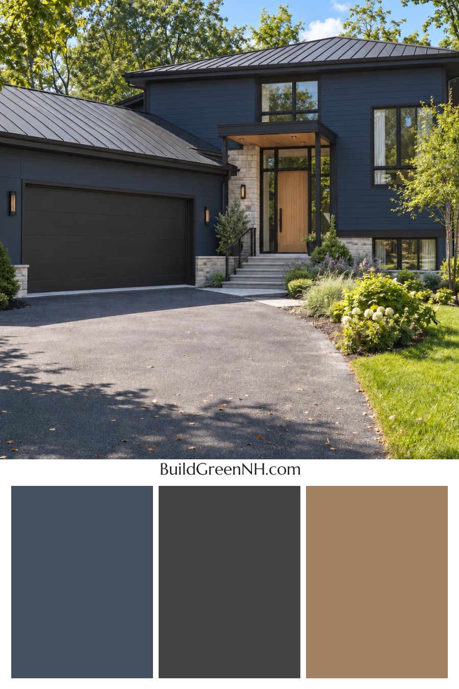 Dark Modern House Exterior Color Scheme: Ultramarine Wheatline