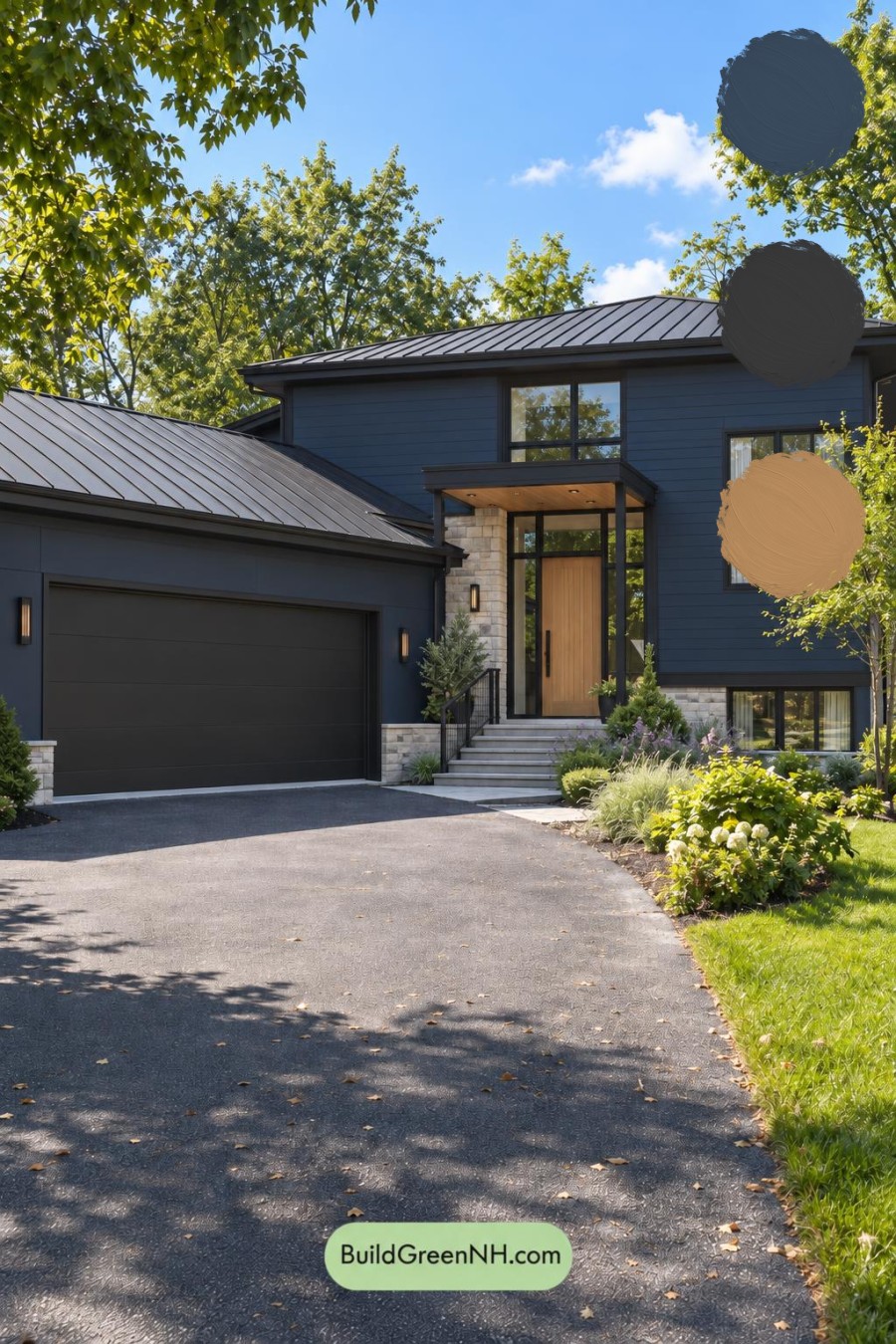 Dark Modern House Exterior Color Scheme: Ultramarine Wheatline