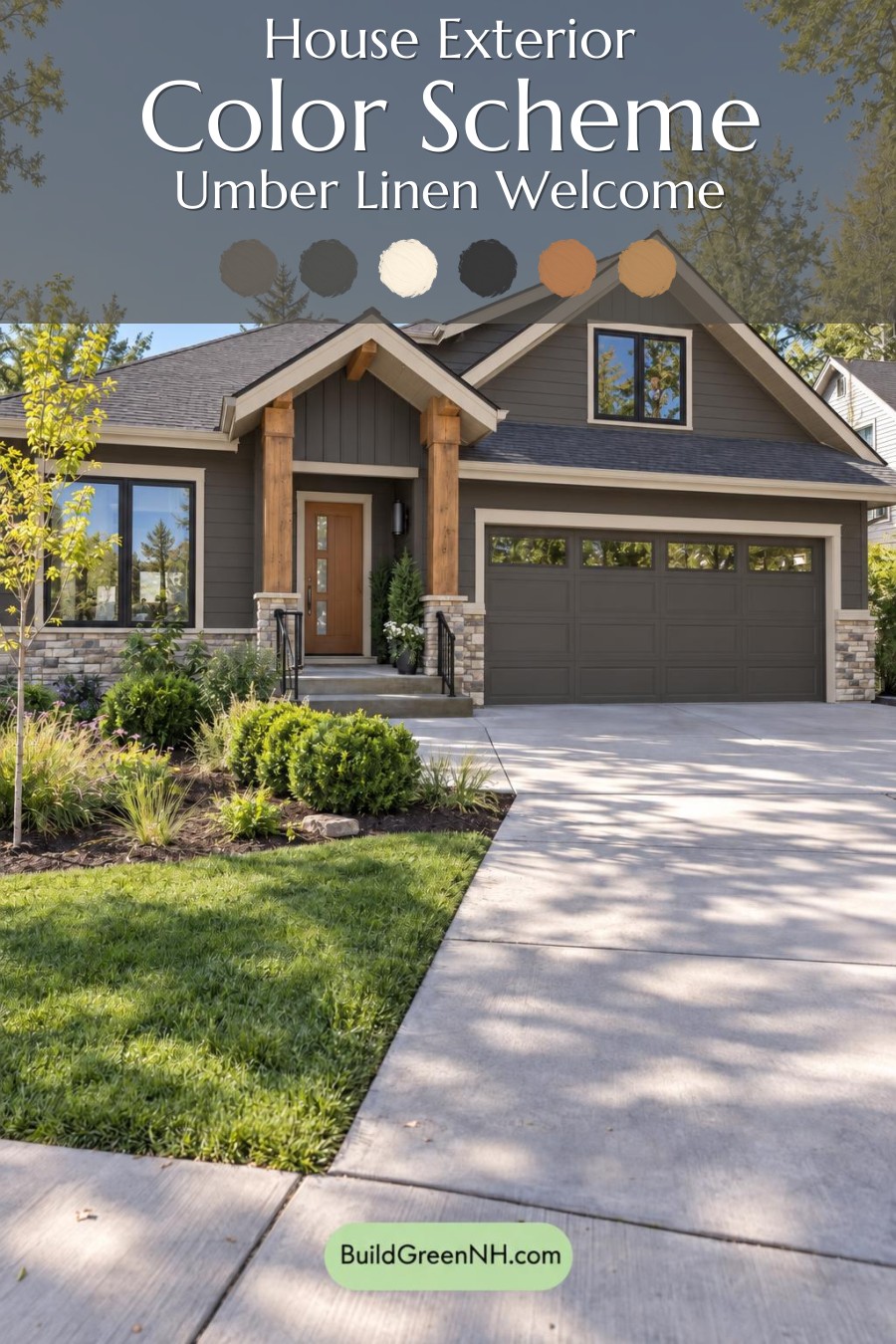 Dark Modern House Exterior Color Scheme: Umber Linen Welcome
