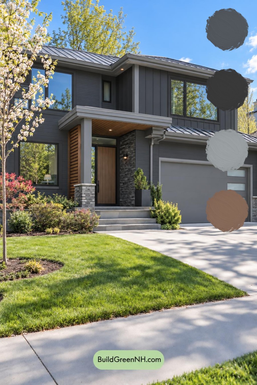 Dark Modern House Exterior Color Scheme: Velvet Charcoal Ember