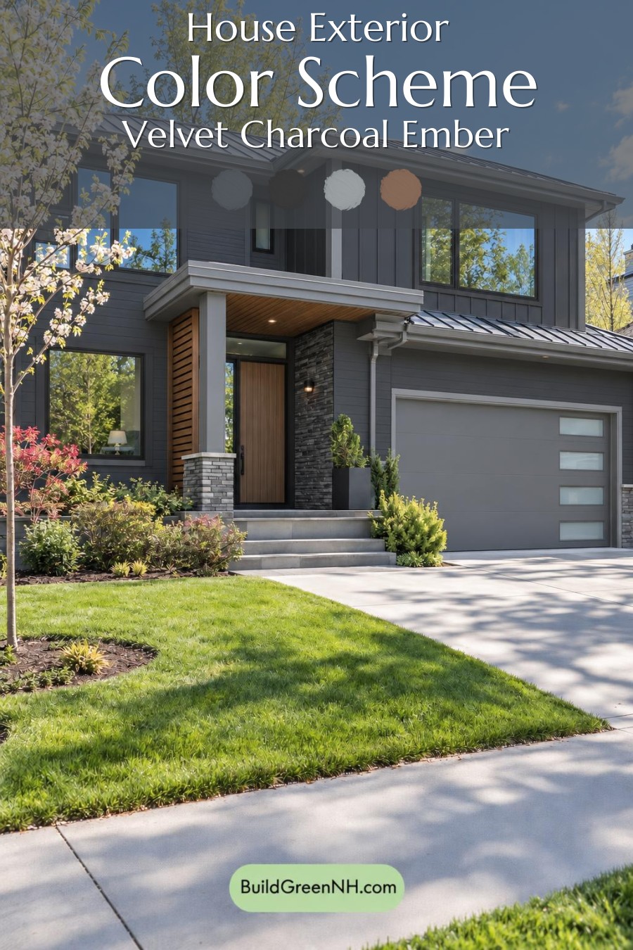 Dark Modern House Exterior Color Scheme: Velvet Charcoal Ember
