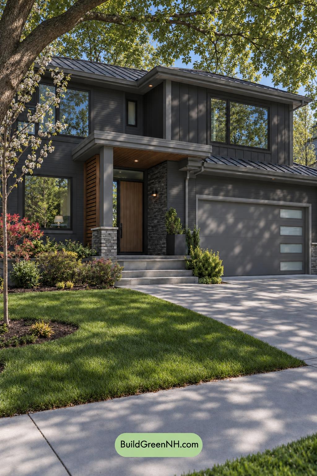 Dark Modern House Exterior Color Scheme: Velvet Charcoal Ember - Shade