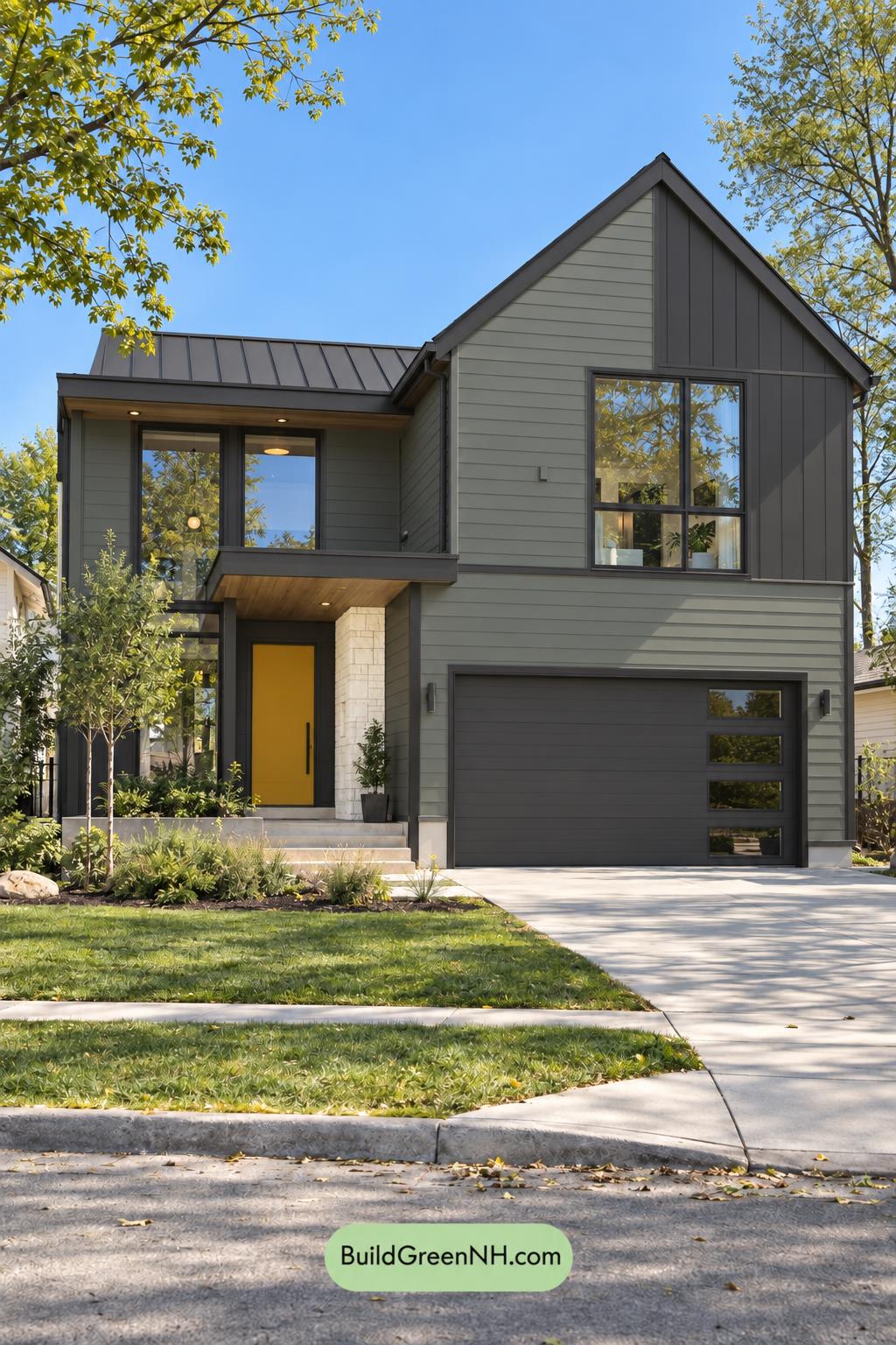 Dark Modern House Exterior Color Scheme: Verdant Brass Interval
