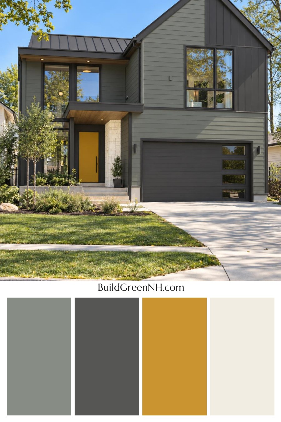 Dark Modern House Exterior Color Scheme: Verdant Brass Interval