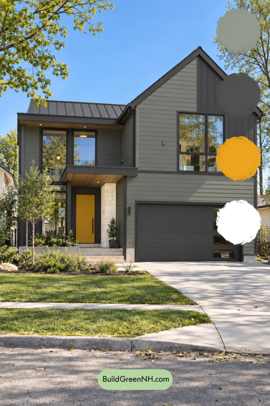 Dark Modern House Exterior Color Scheme: Verdant Brass Interval