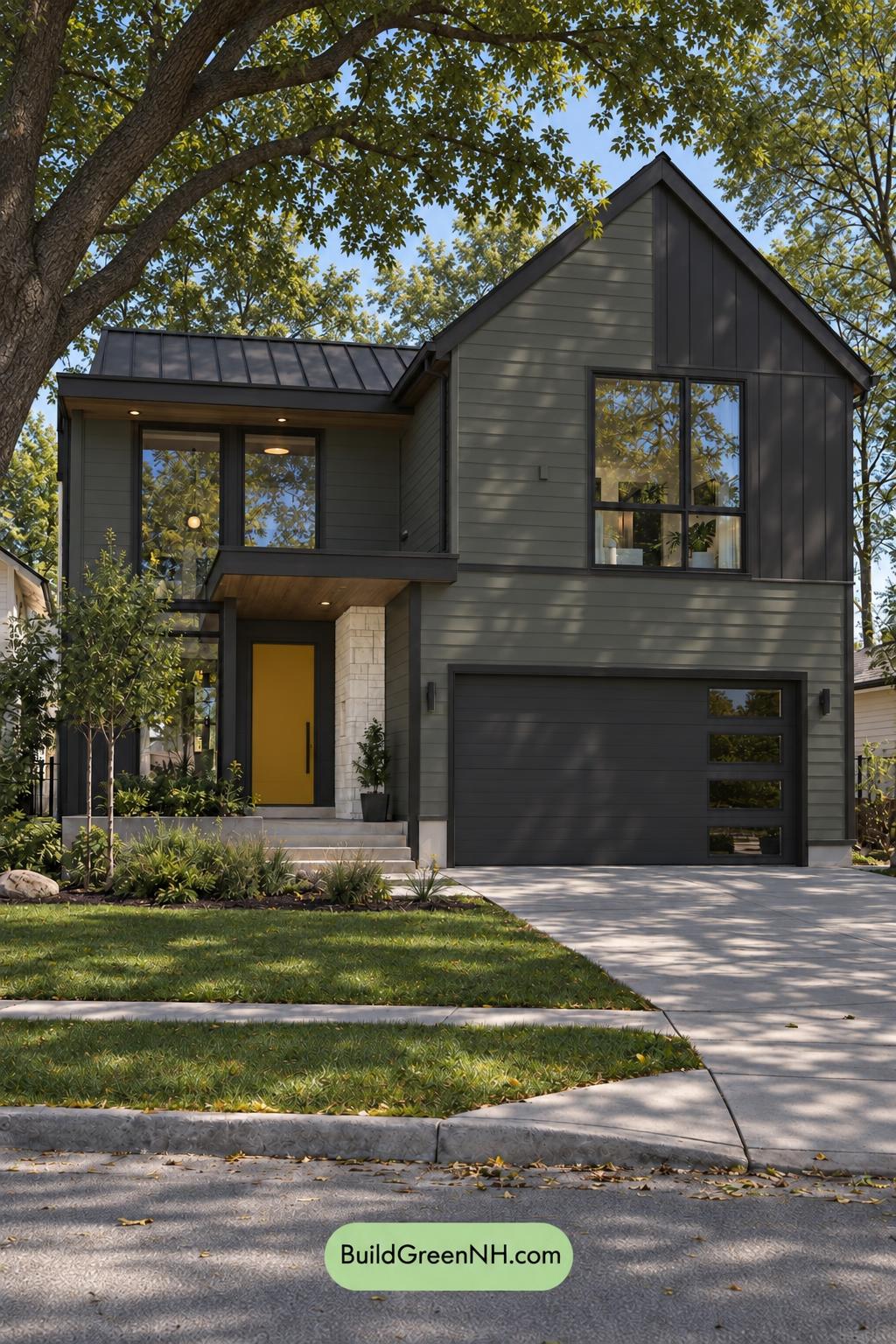 Dark Modern House Exterior Color Scheme: Verdant Brass Interval - Shade