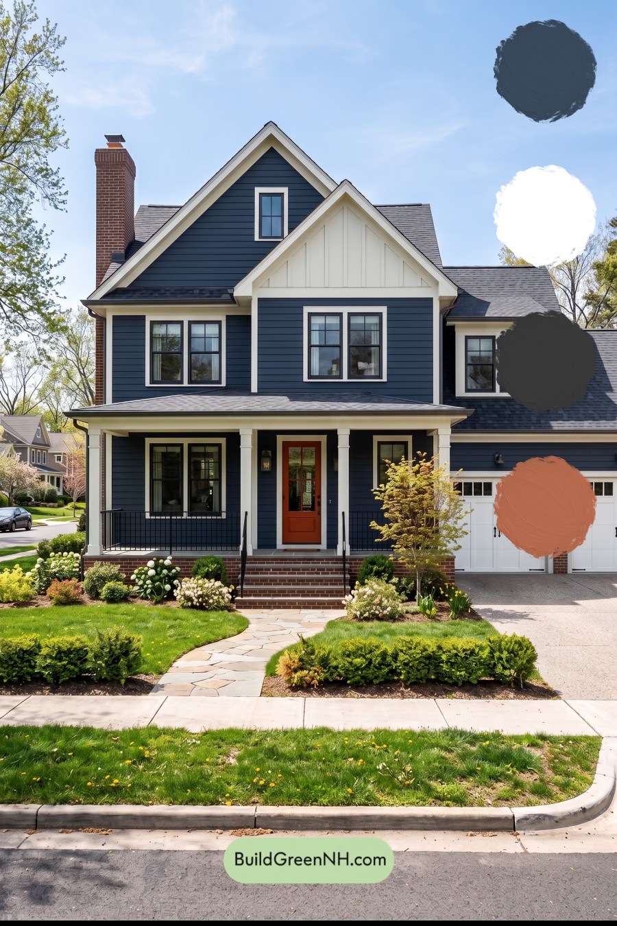 Dark Navy Blue House Exterior Color Scheme: Blueblack Brick Ember