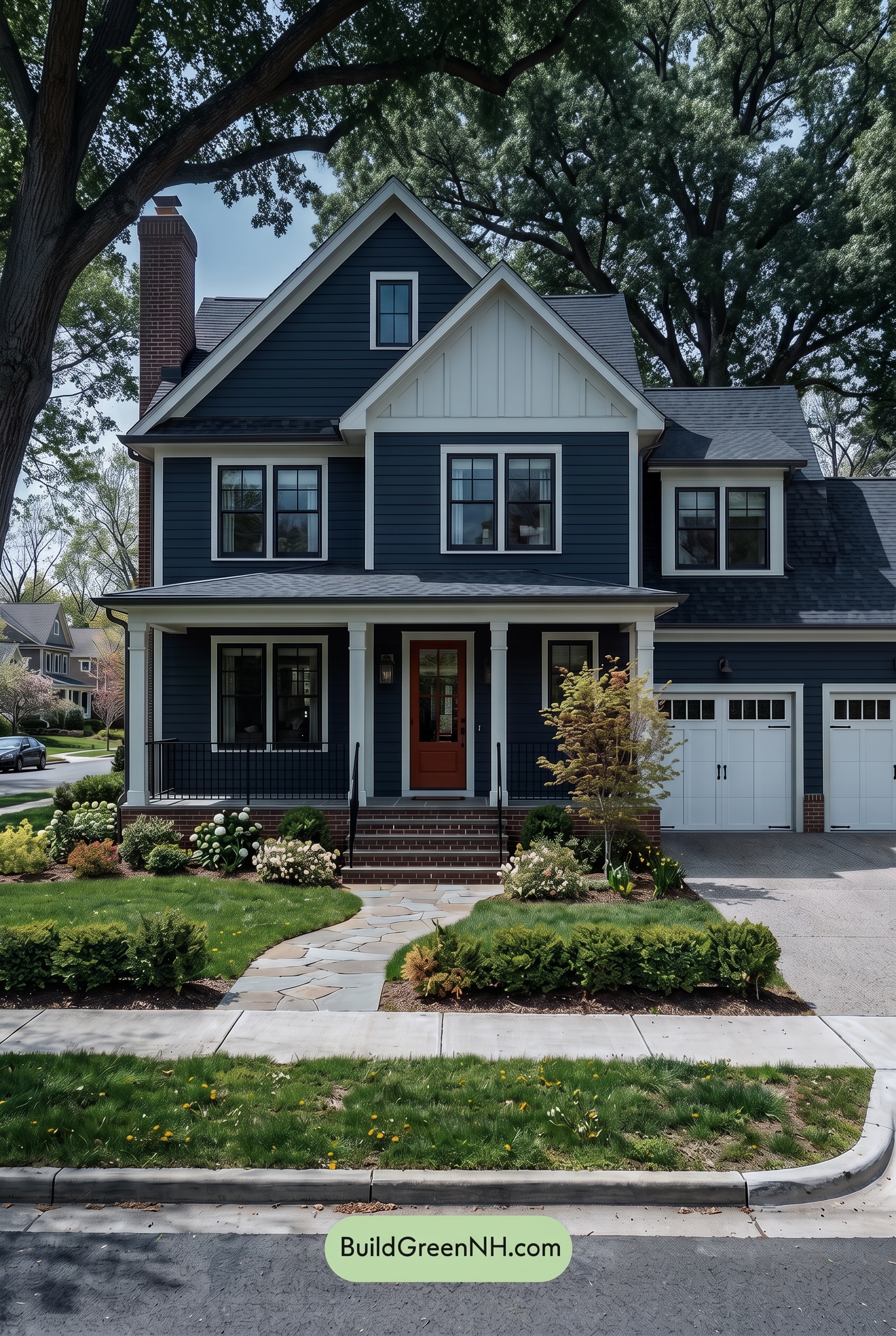 Dark Navy Blue House Exterior Color Scheme: Blueblack Brick Ember - Shade