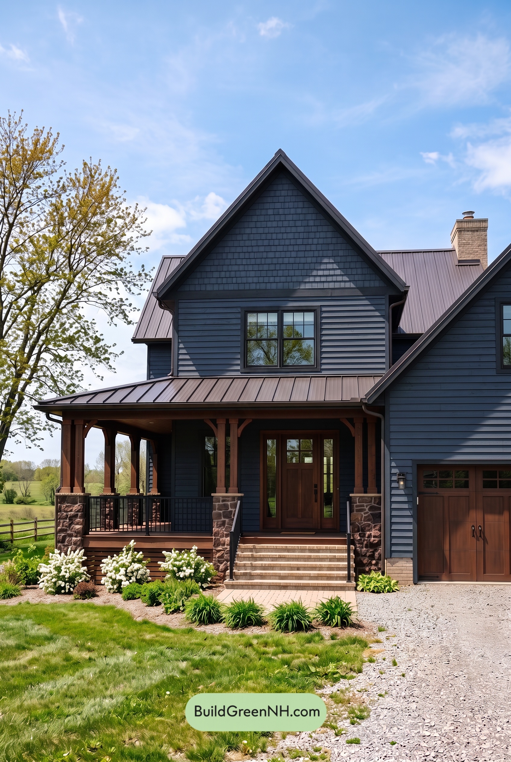 Dark Navy Blue House Exterior Color Scheme: Brownwood Blue Poise