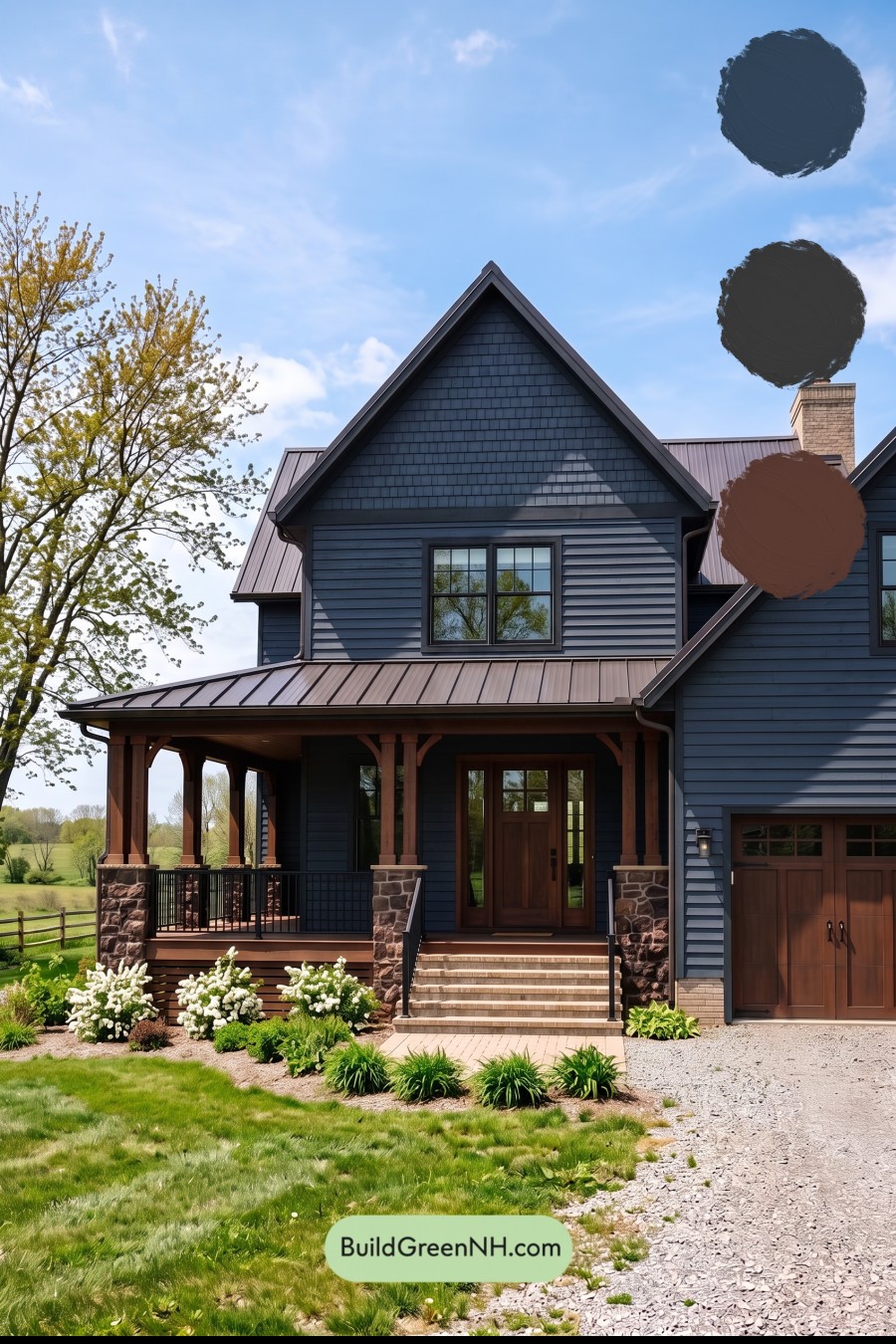Dark Navy Blue House Exterior Color Scheme: Brownwood Blue Poise