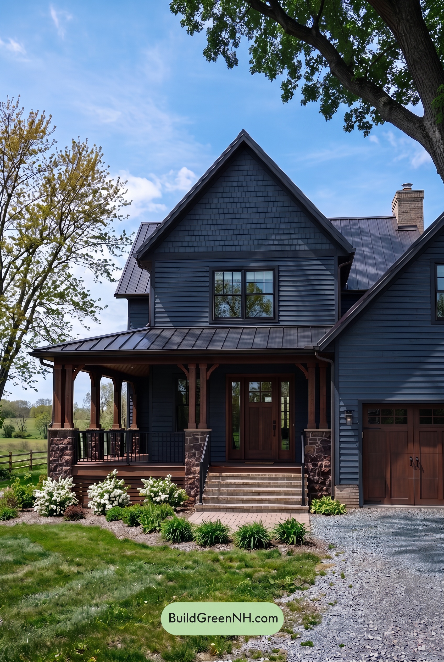 Dark Navy Blue House Exterior Color Scheme: Brownwood Blue Poise - Shade