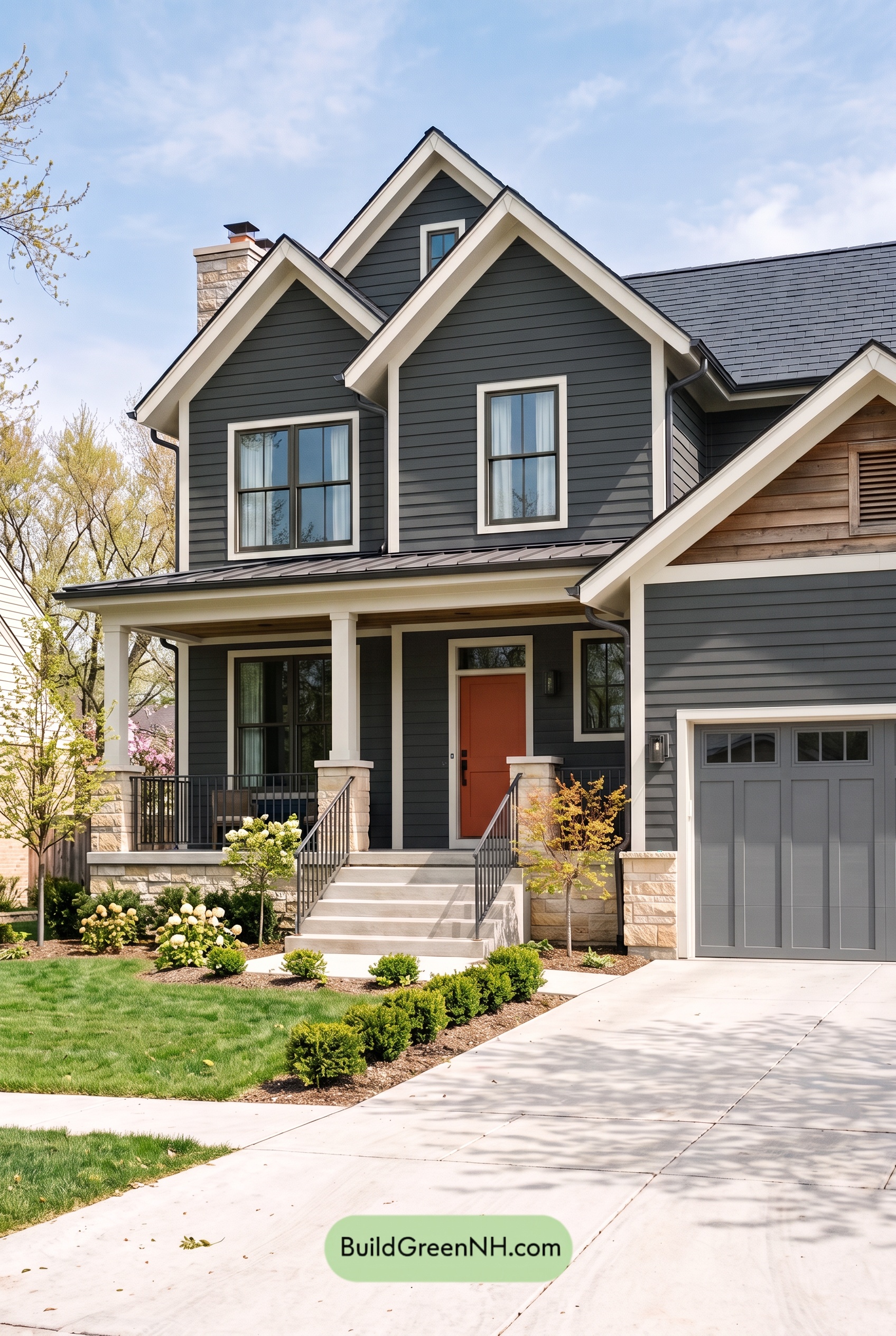 Dark Navy Blue House Exterior Color Scheme: Cinder Porchlight