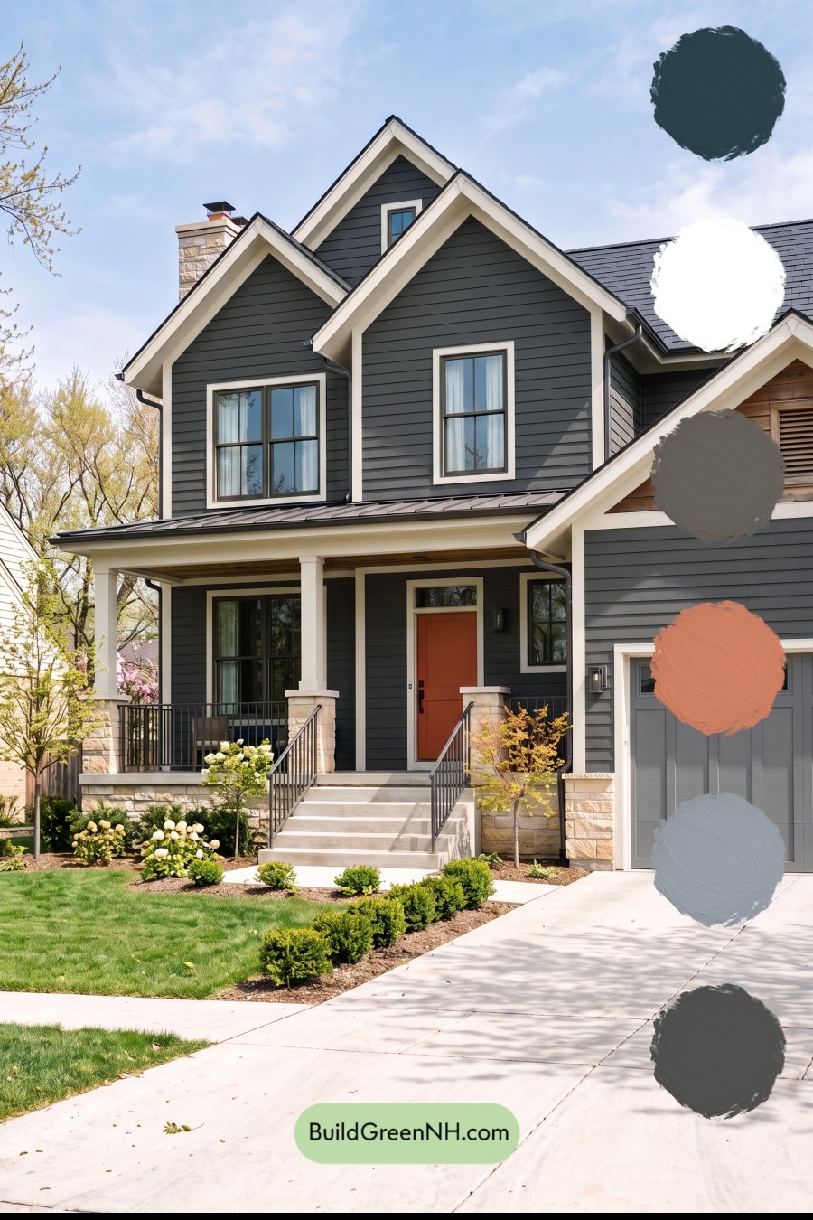 Dark Navy Blue House Exterior Color Scheme: Cinder Porchlight