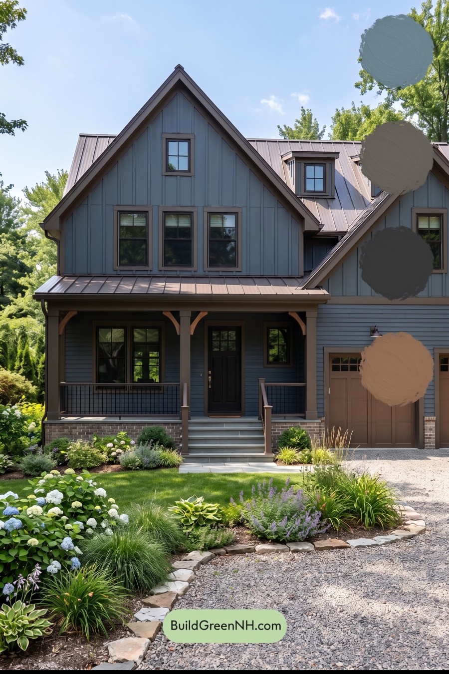 Dark Navy Blue House Exterior Color Scheme: Cocoa Gable Quiet
