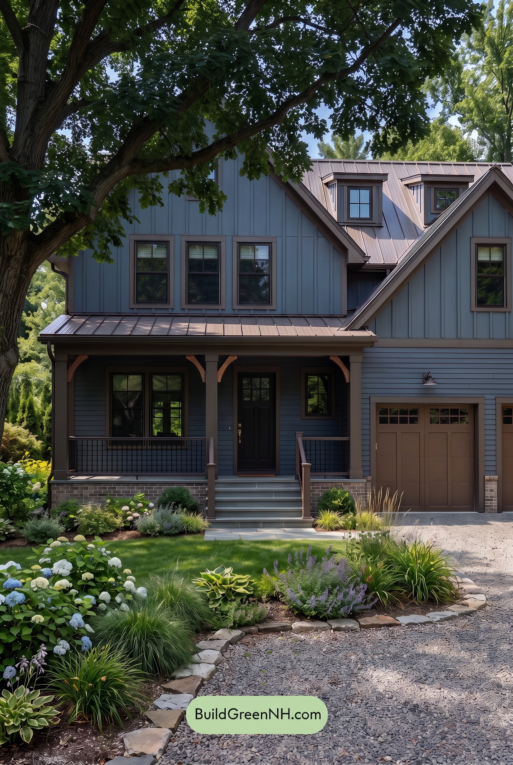 Dark Navy Blue House Exterior Color Scheme: Cocoa Gable Quiet - Shade