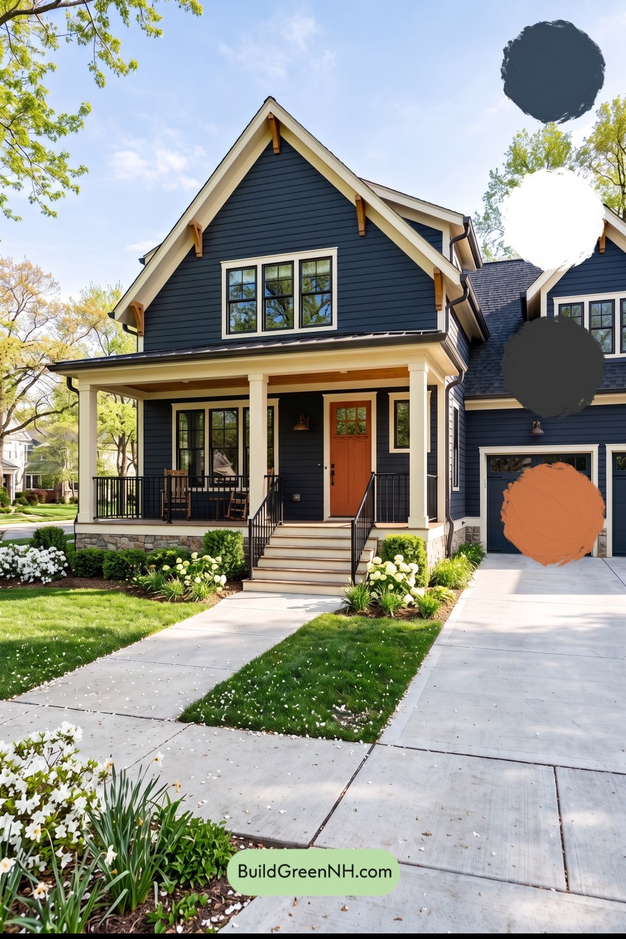 Dark Navy Blue House Exterior Color Scheme: Embercrest Welcome