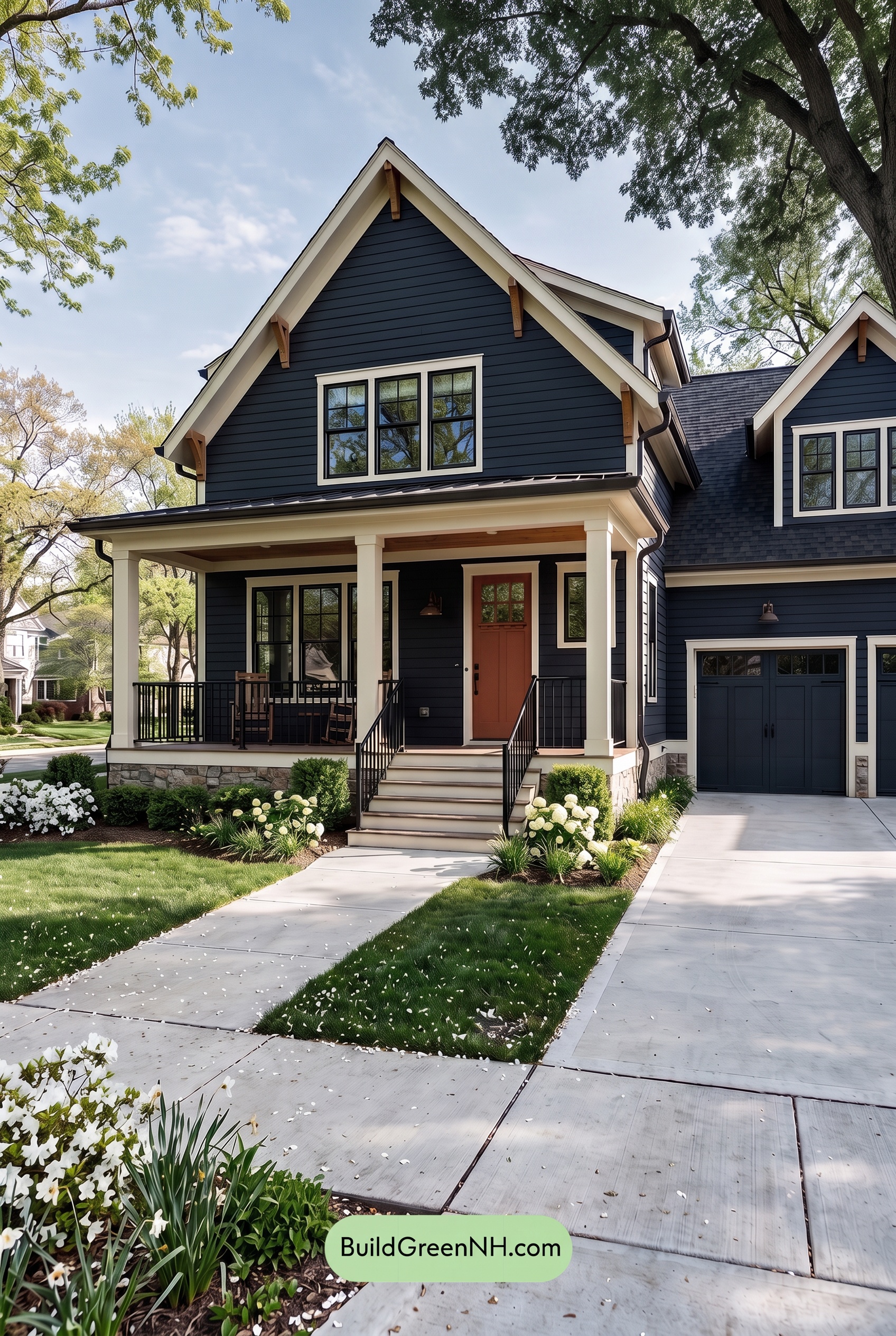 Dark Navy Blue House Exterior Color Scheme: Embercrest Welcome - Shade