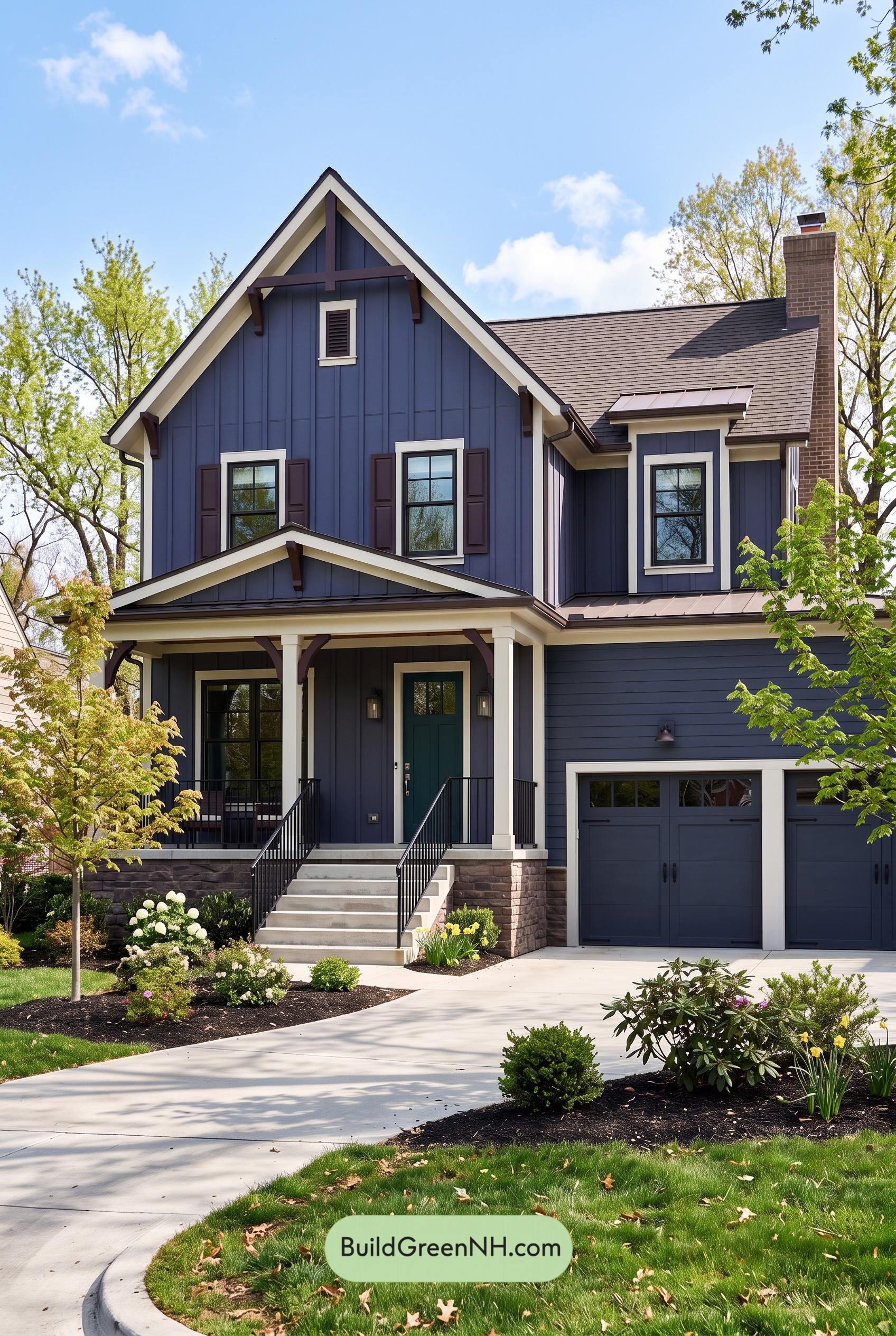 Dark Navy Blue House Exterior Color Scheme: Indigo Hearth
