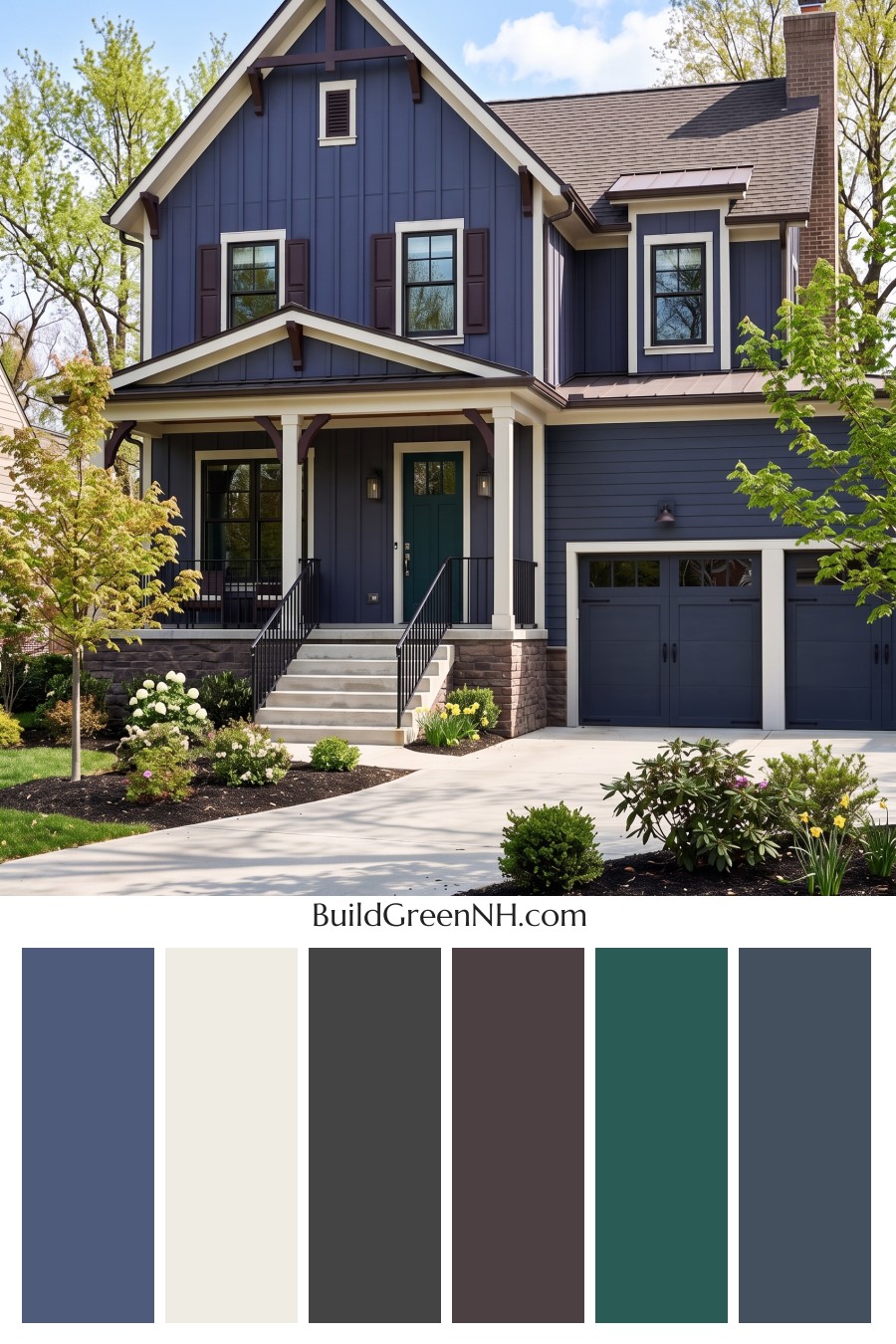 Dark Navy Blue House Exterior Color Scheme: Indigo Hearth