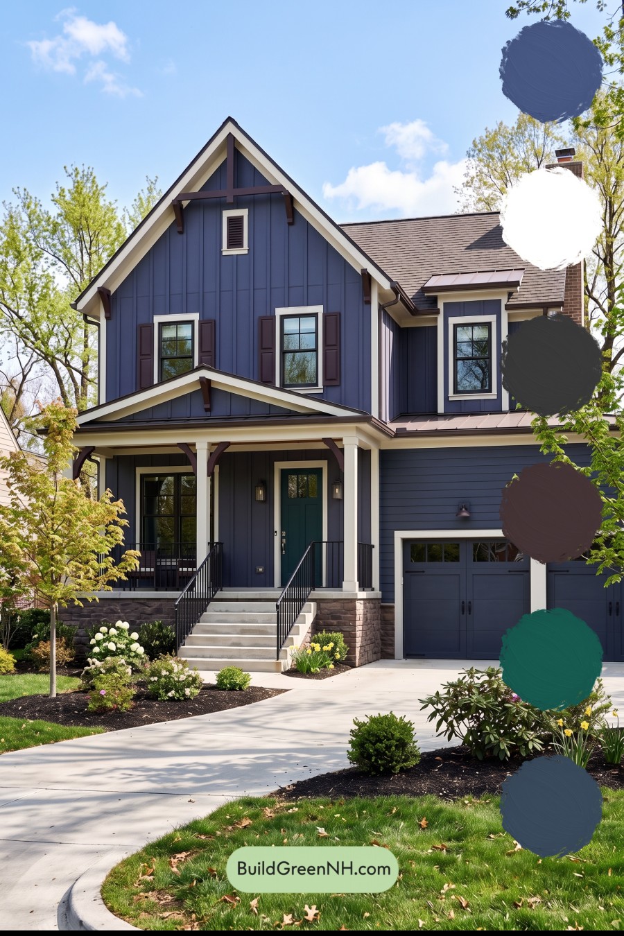 Dark Navy Blue House Exterior Color Scheme: Indigo Hearth