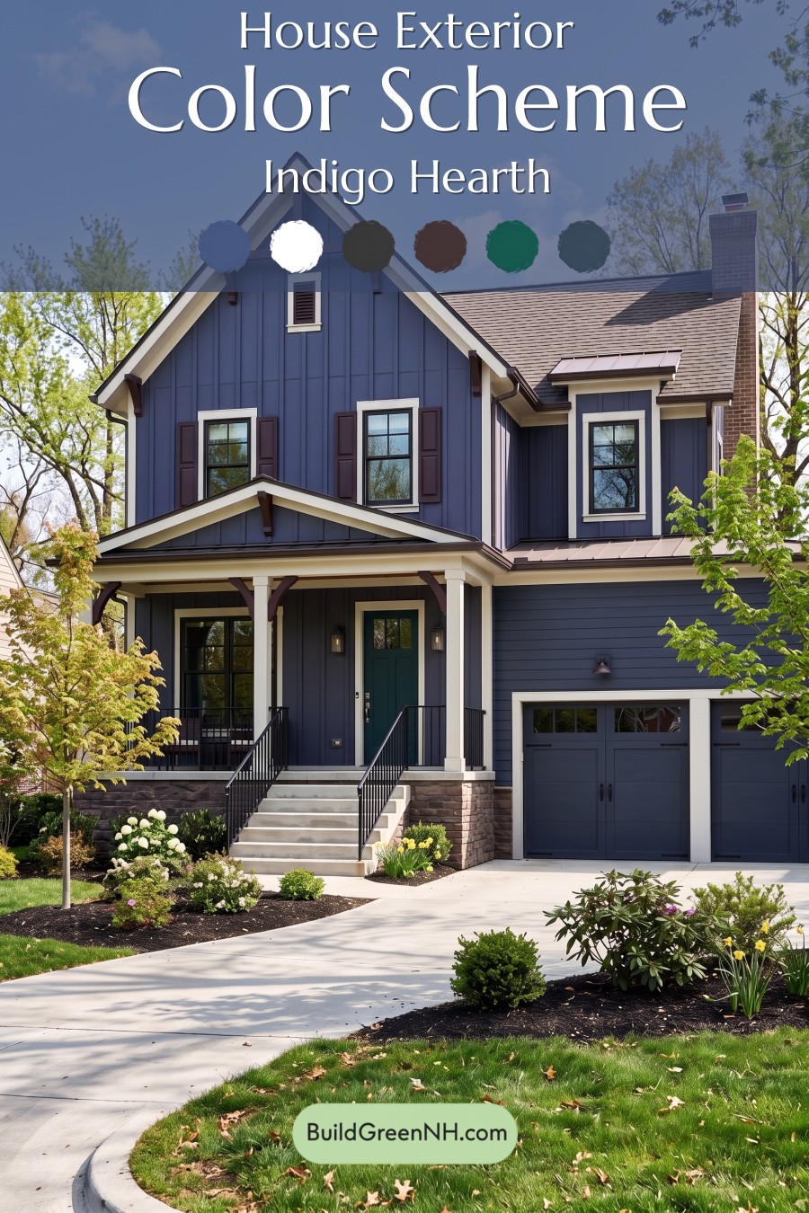 Dark Navy Blue House Exterior Color Scheme: Indigo Hearth
