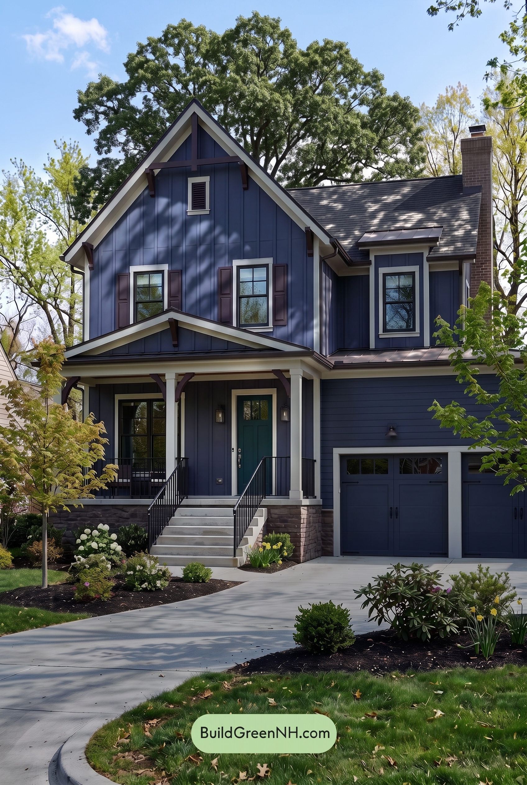 Dark Navy Blue House Exterior Color Scheme: Indigo Hearth - Shade