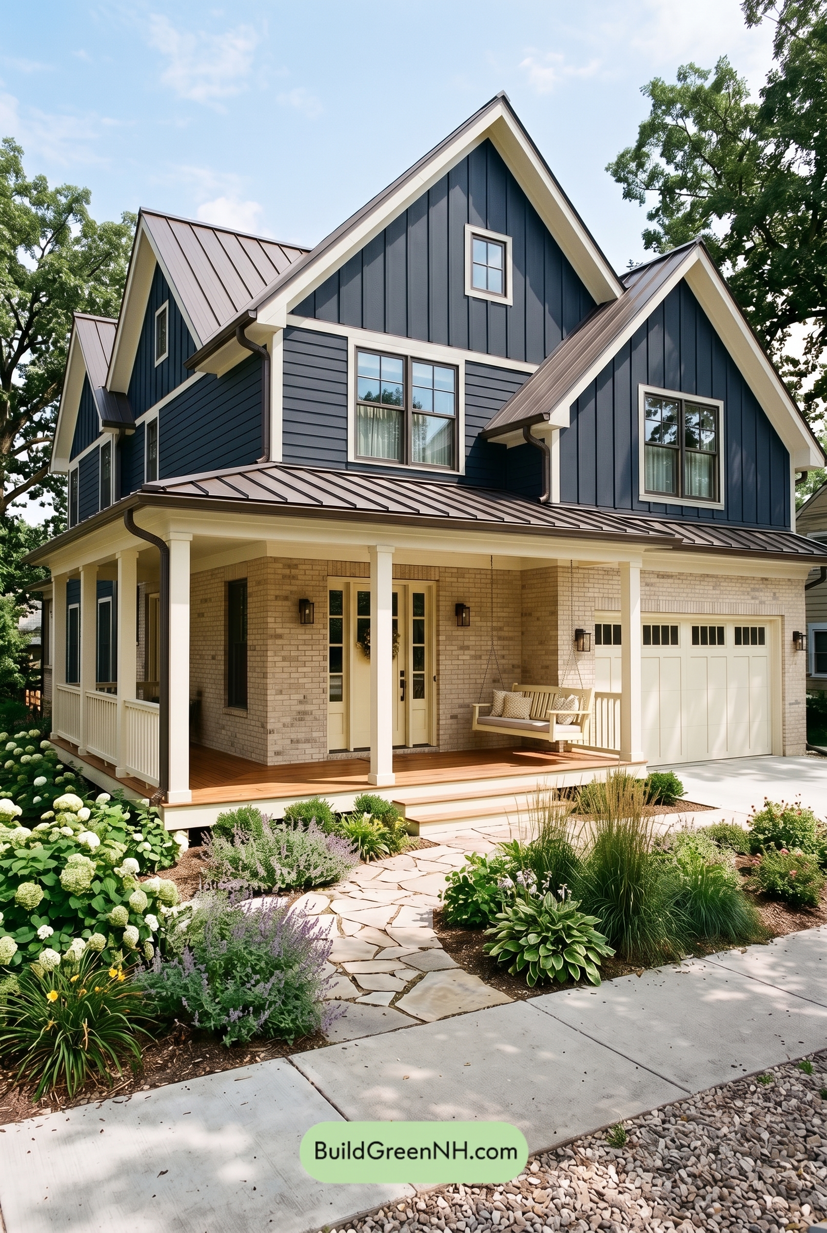 Dark Navy Blue House Exterior Color Scheme: Meadowlight Welcome