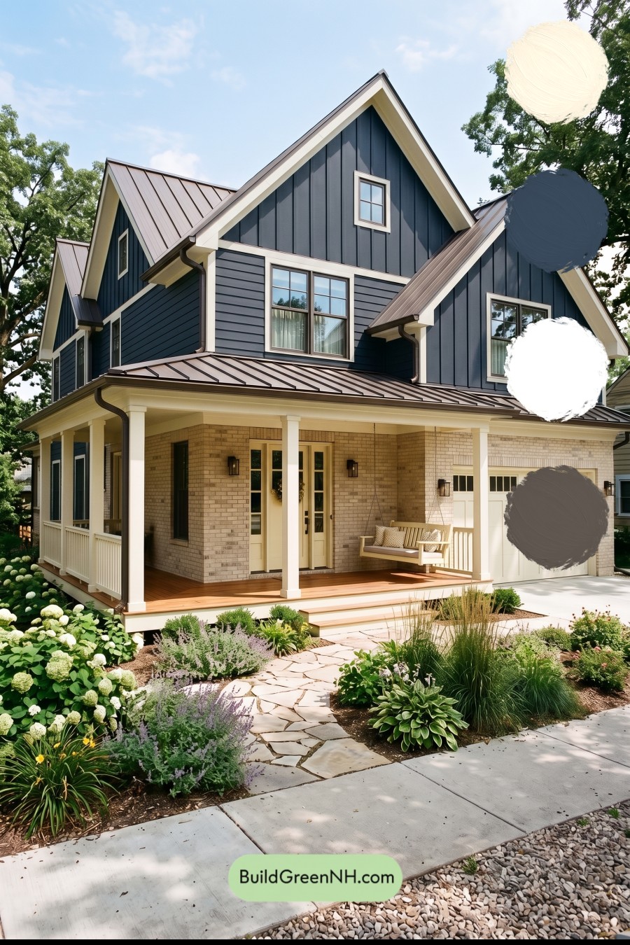 Dark Navy Blue House Exterior Color Scheme: Meadowlight Welcome