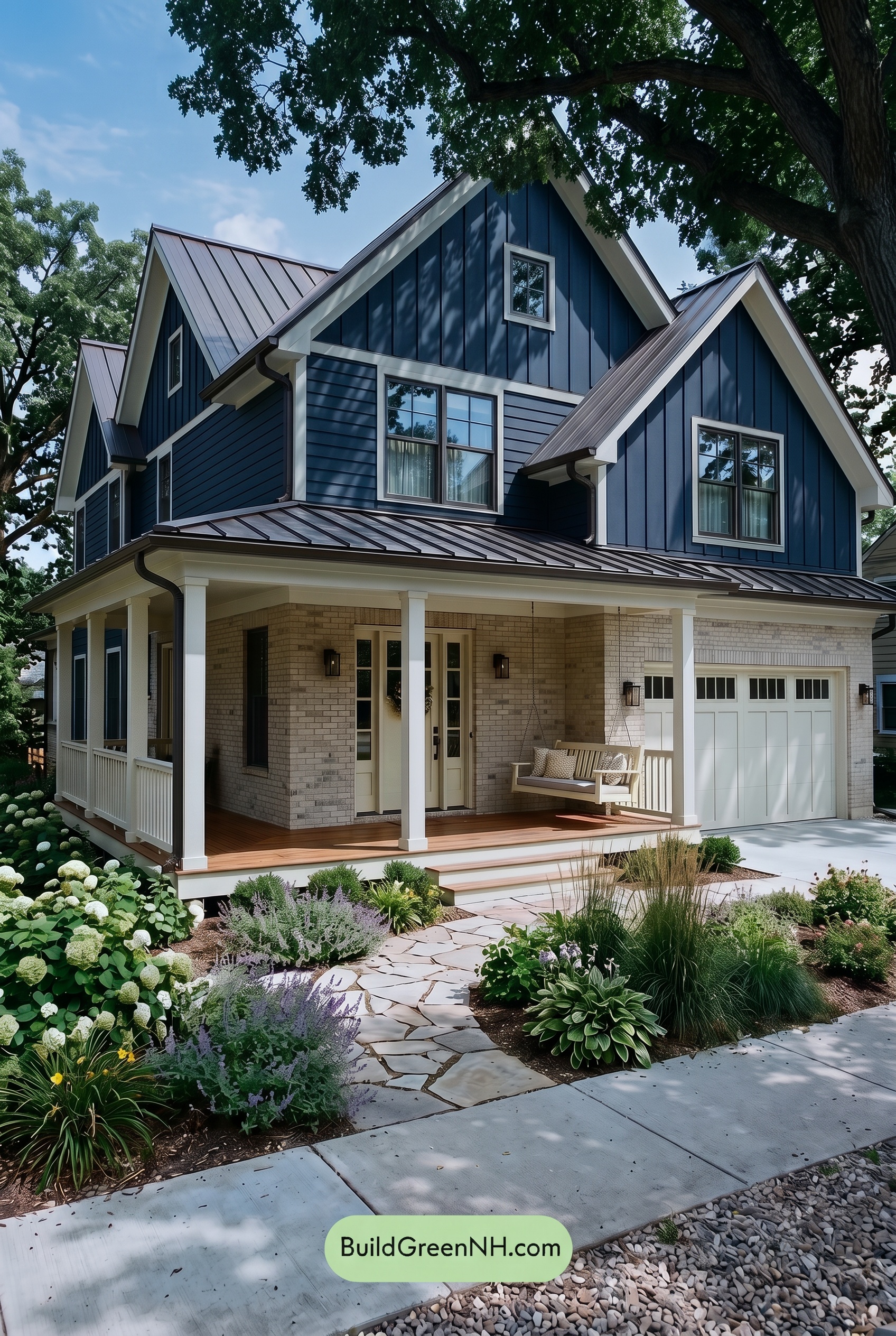 Dark Navy Blue House Exterior Color Scheme: Meadowlight Welcome - Shade