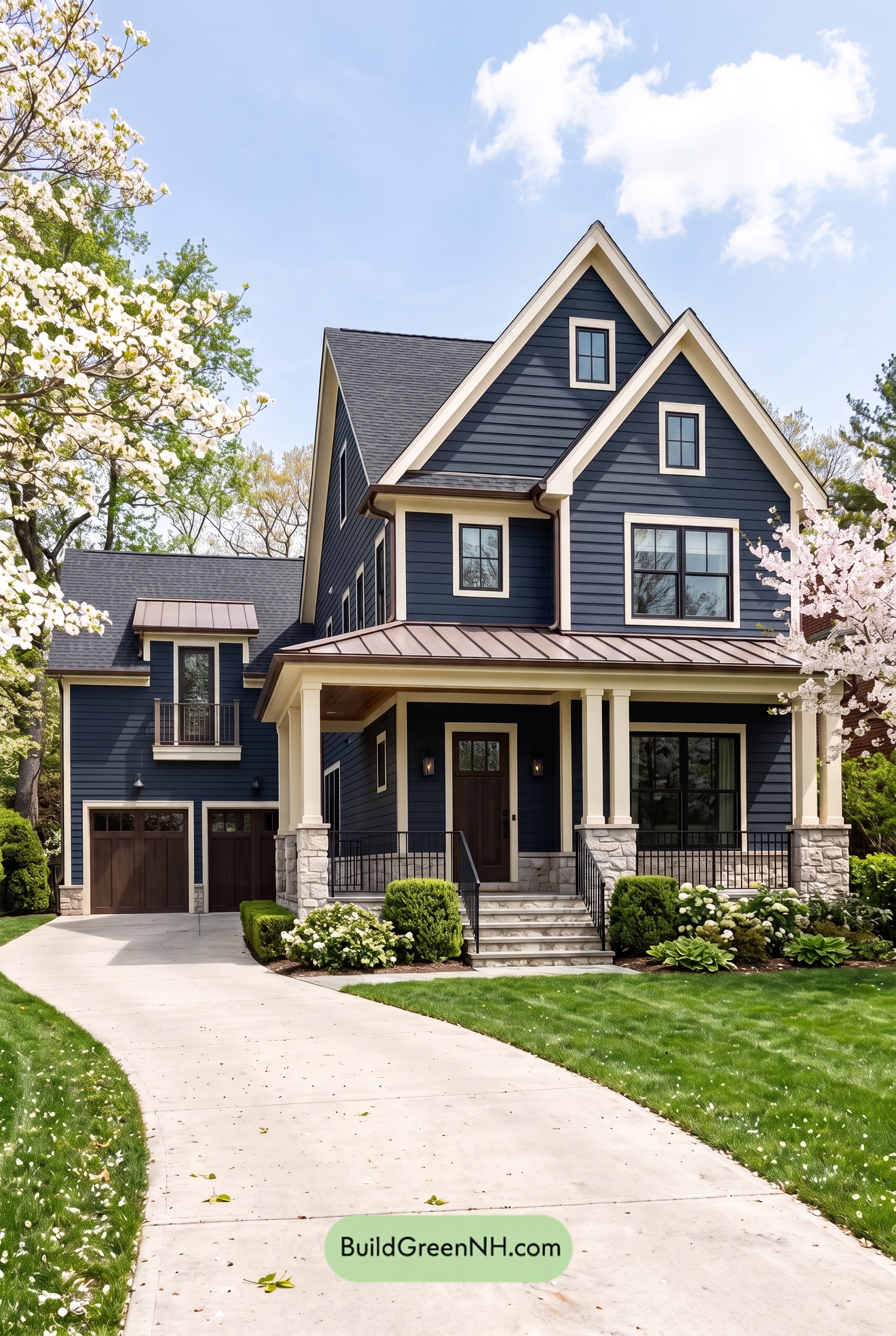 Dark Navy Blue House Exterior Color Scheme: Midnight Navy Copperline