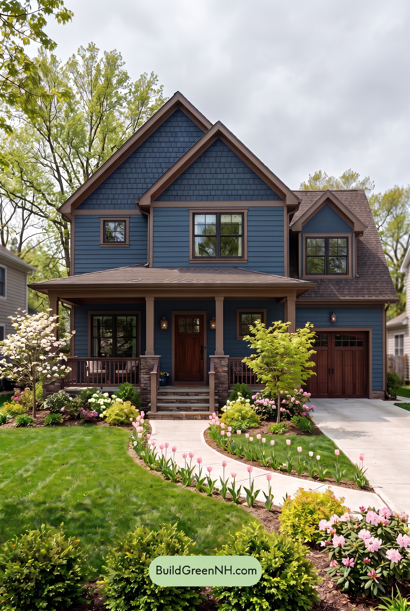 Dark Navy Blue House Exterior Color Scheme: Sable Blue Reverie - Overcast