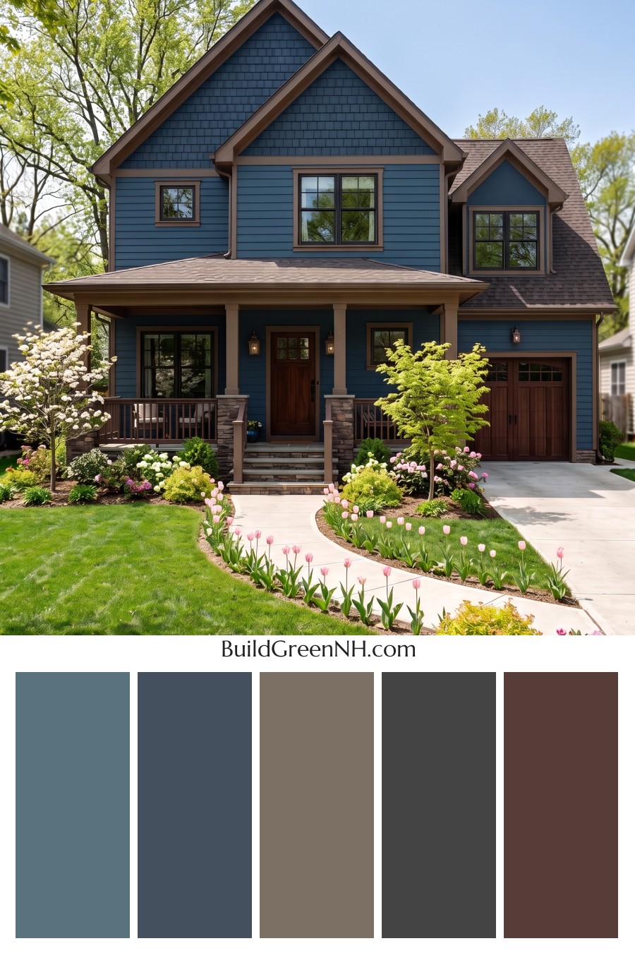 Dark Navy Blue House Exterior Color Scheme: Sable Blue Reverie