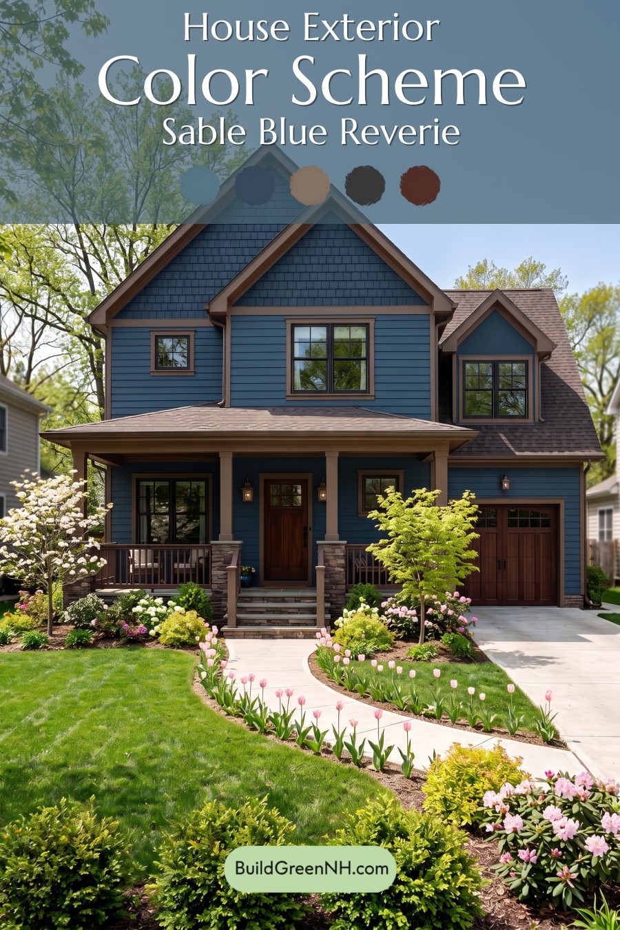 Dark Navy Blue House Exterior Color Scheme: Sable Blue Reverie