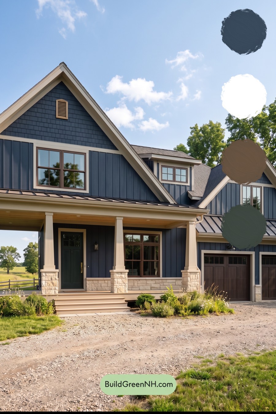 Dark Navy Blue House Exterior Color Scheme: Storm Navy Brassfield