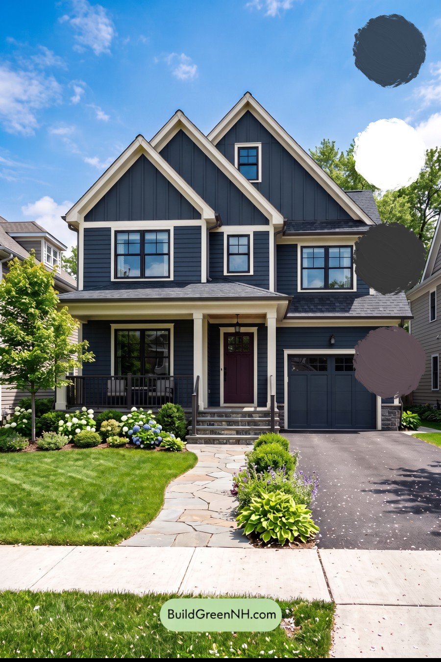 Dark Navy Blue House Exterior Color Scheme: Tideglass Gable