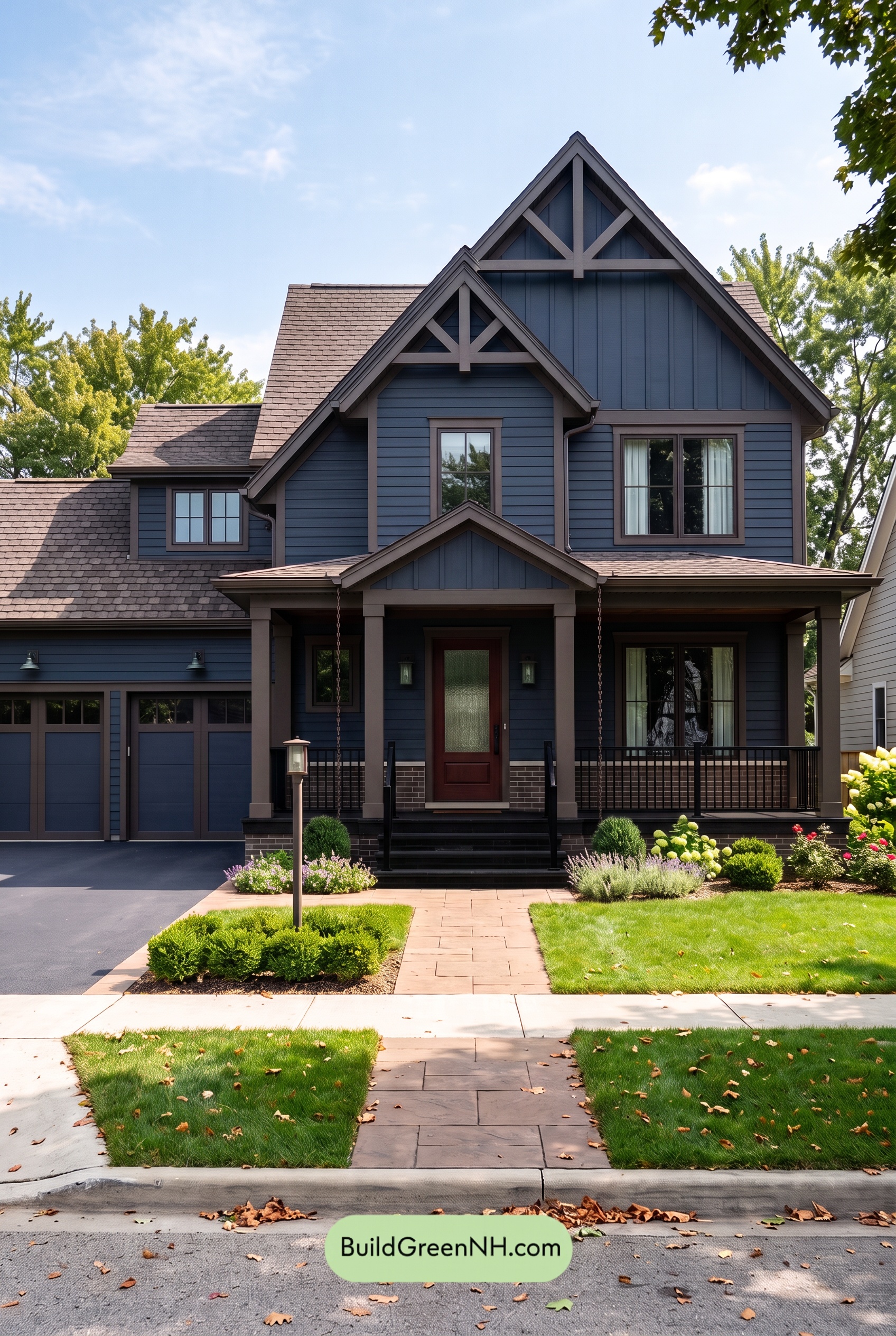 Dark Navy Blue House Exterior Color Scheme: Umber Blue Stillness