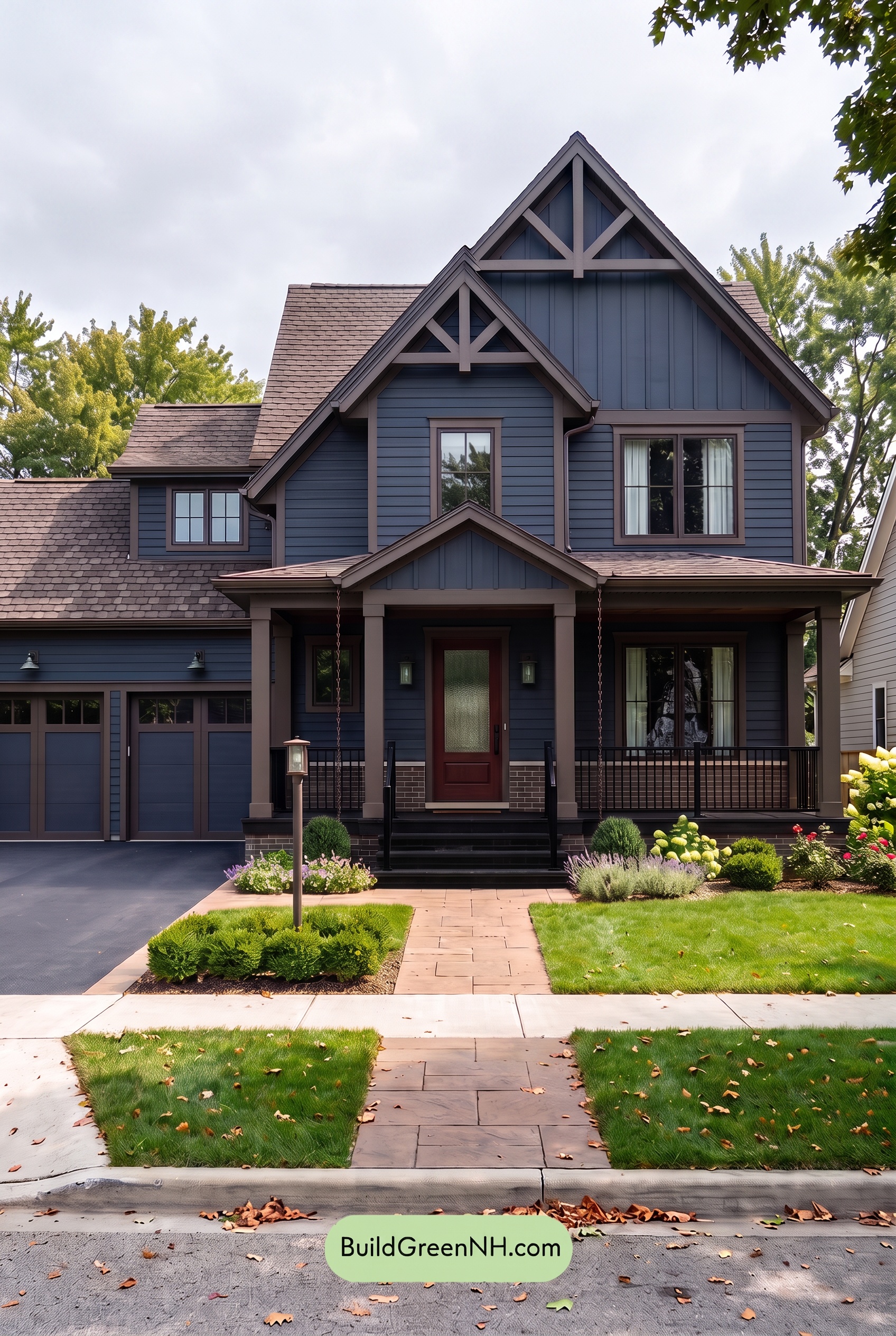 Dark Navy Blue House Exterior Color Scheme: Umber Blue Stillness - Overcast