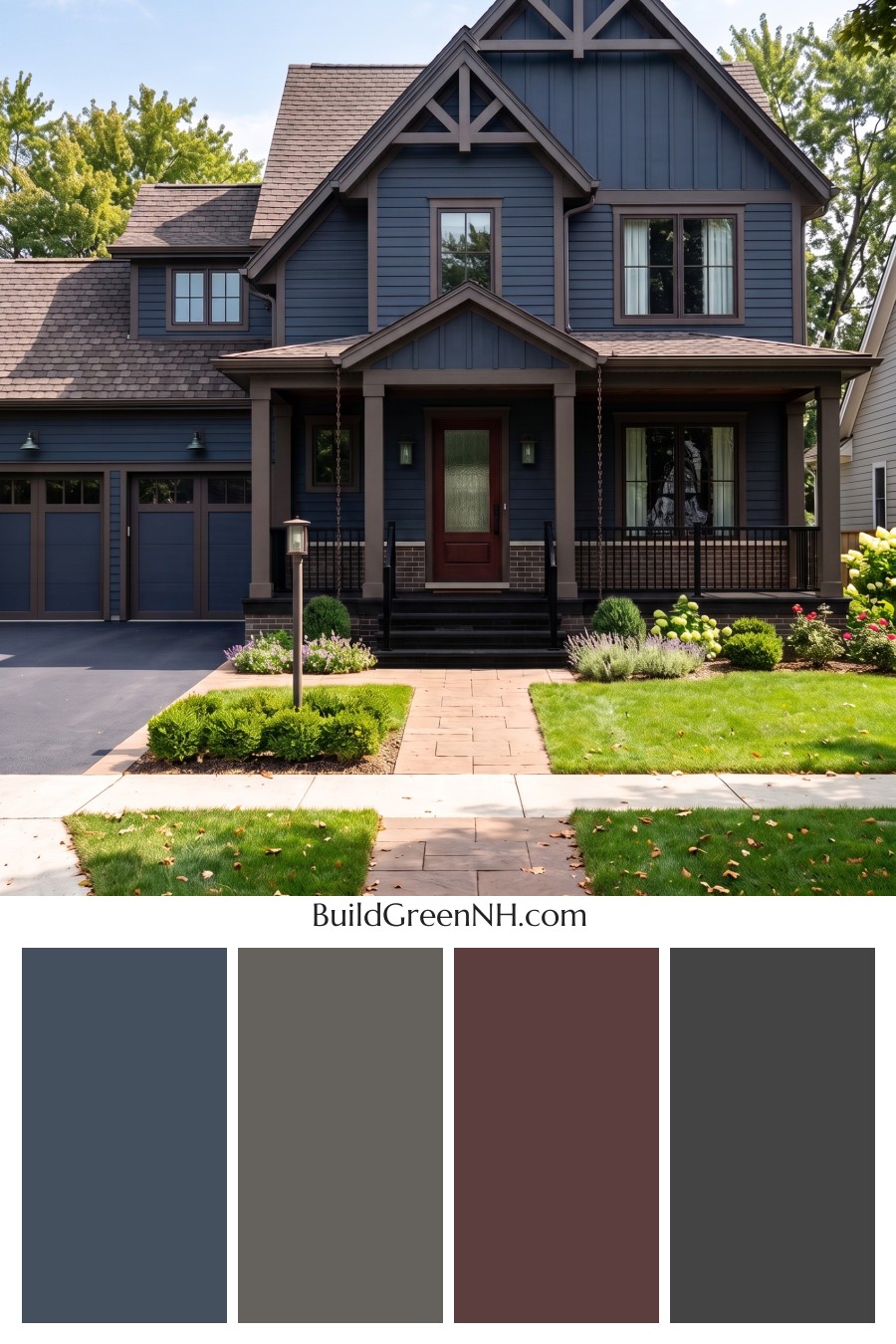 Dark Navy Blue House Exterior Color Scheme: Umber Blue Stillness