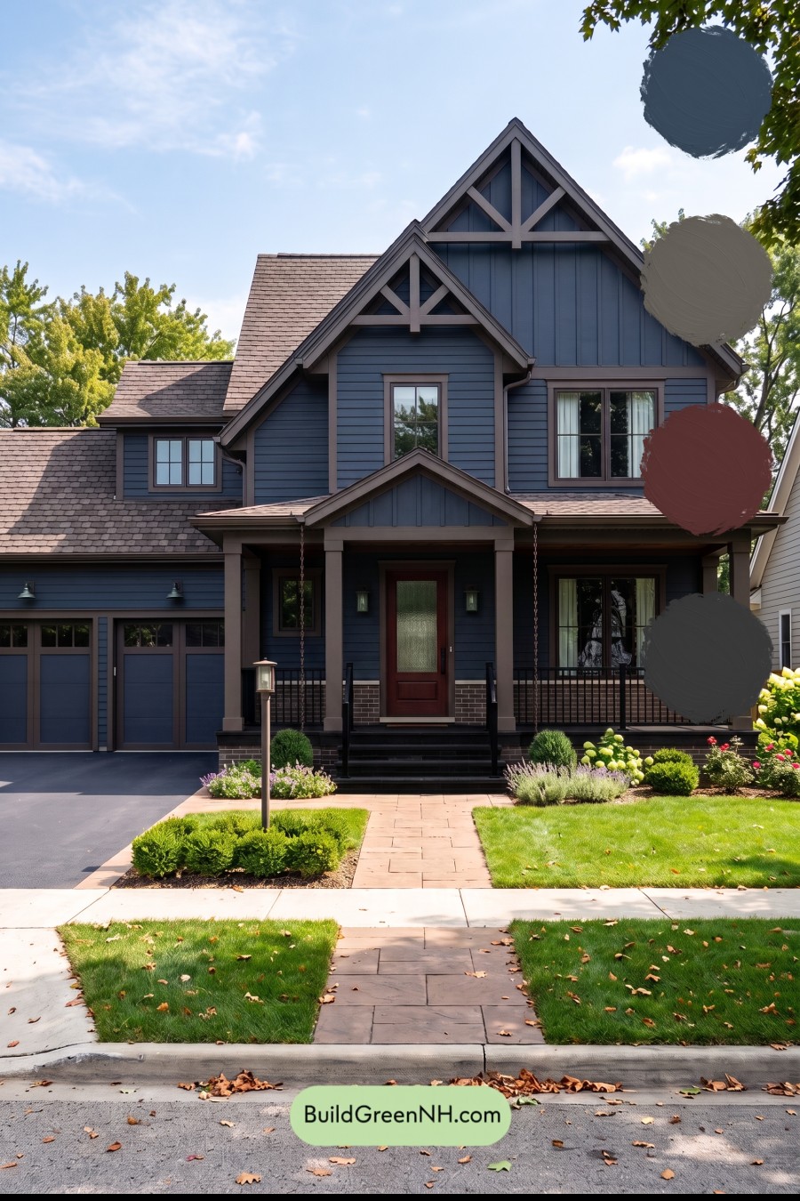 Dark Navy Blue House Exterior Color Scheme: Umber Blue Stillness