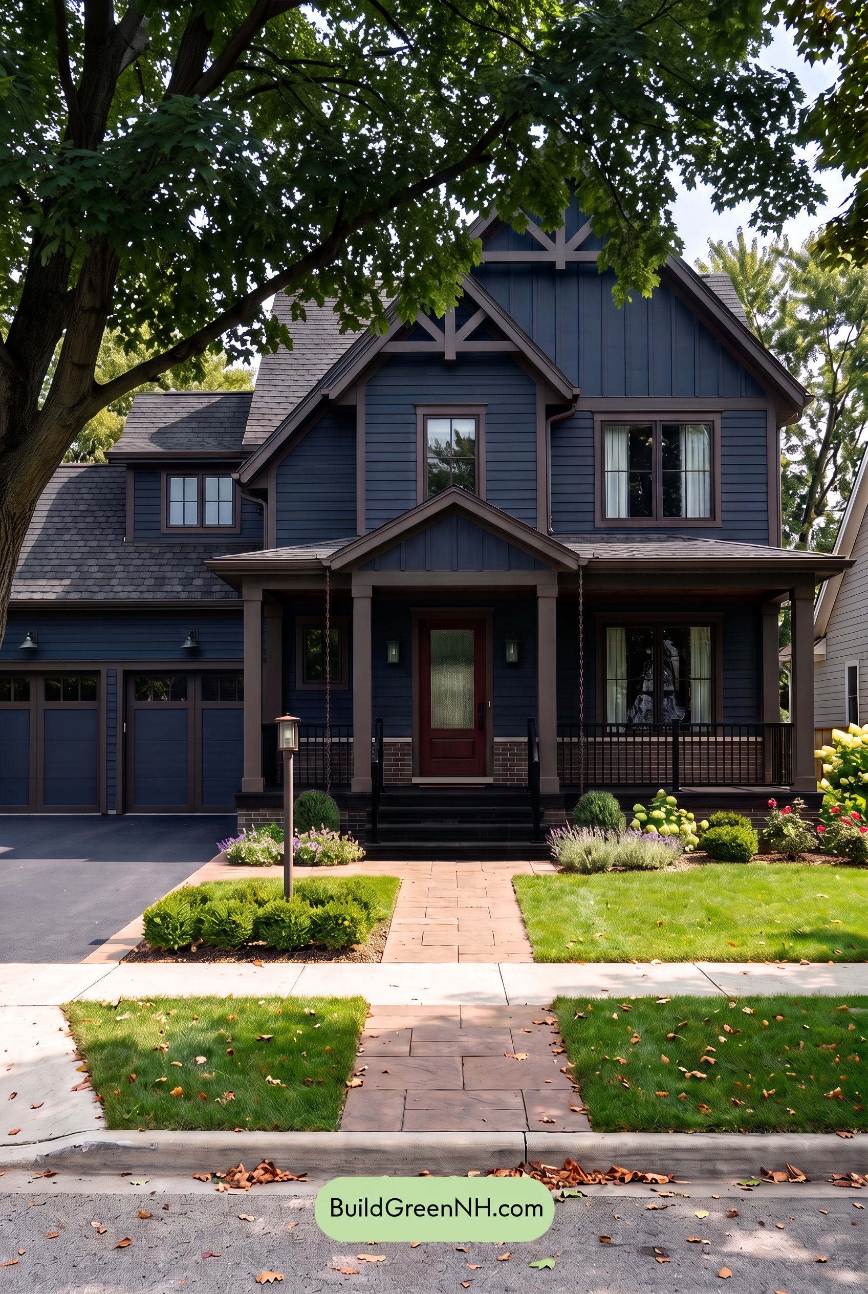 Dark Navy Blue House Exterior Color Scheme: Umber Blue Stillness - Shade
