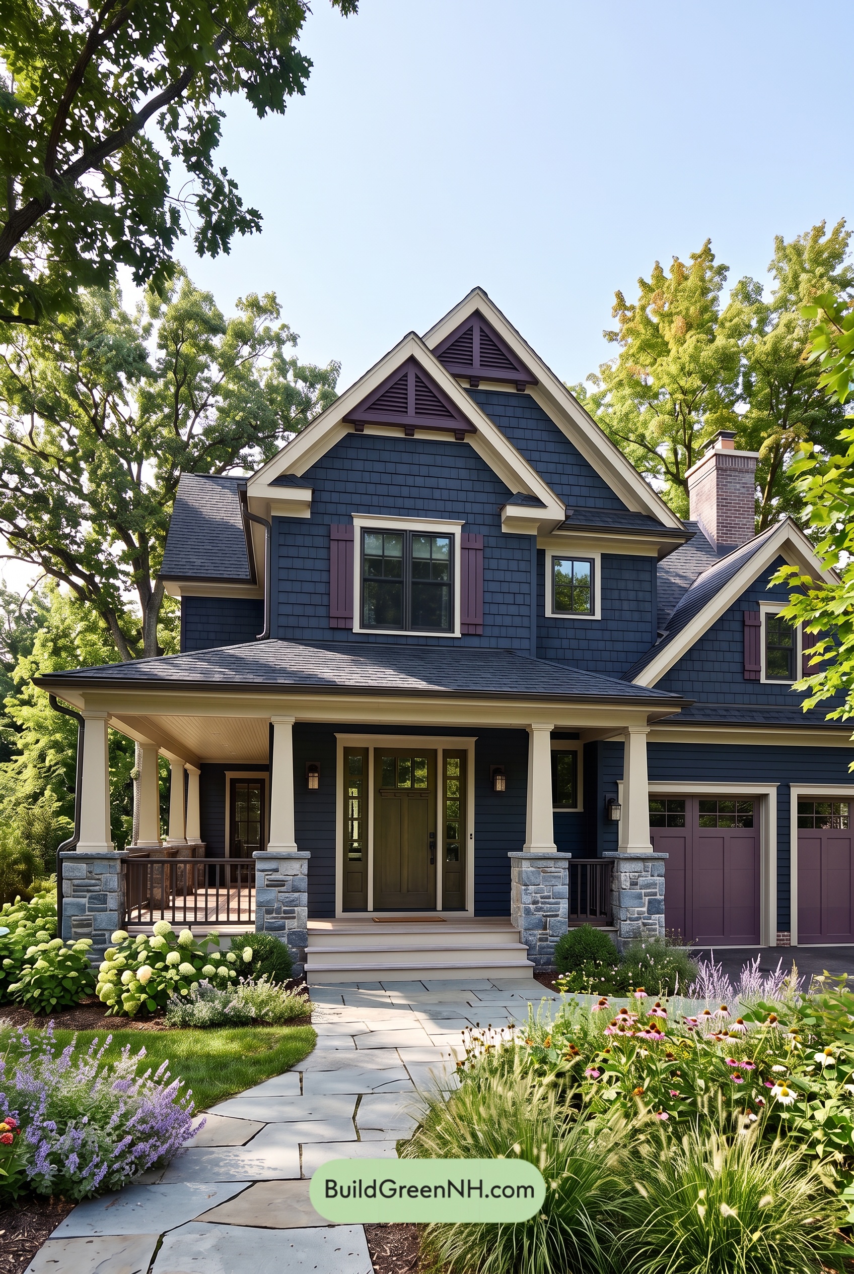 Dark Navy Blue House Exterior Color Scheme: Velvet Harbor