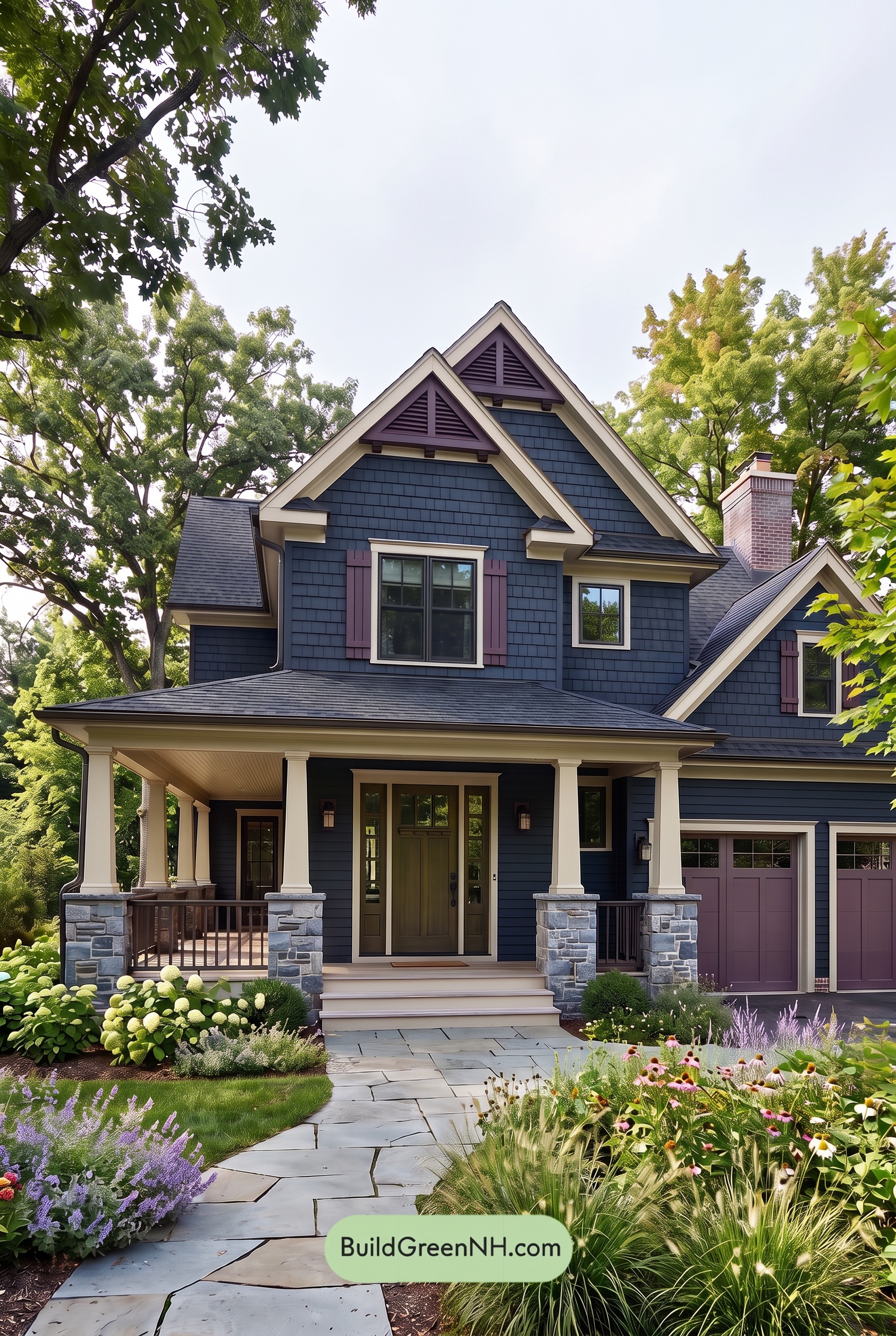 Dark Navy Blue House Exterior Color Scheme: Velvet Harbor - Overcast